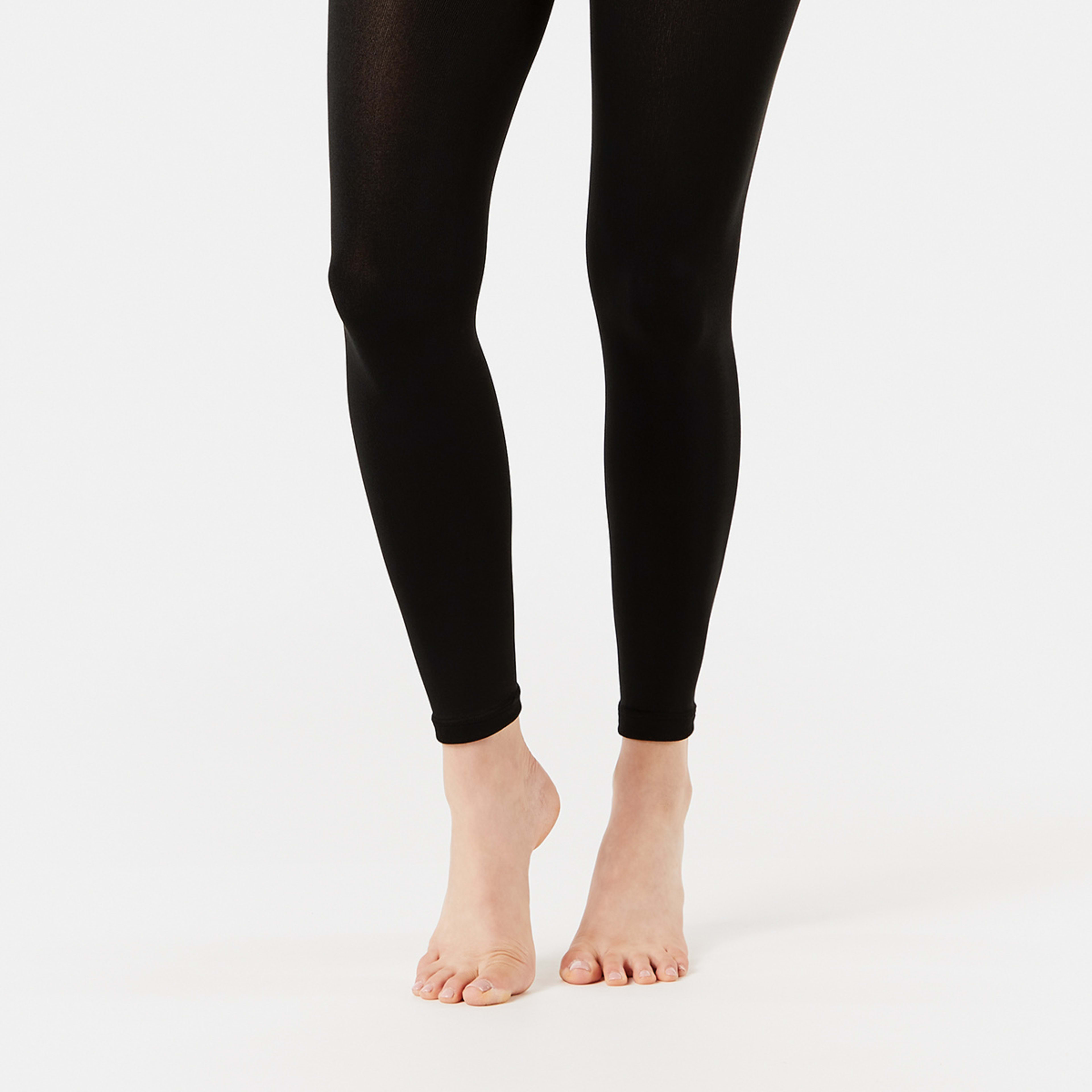 2 200 Denier Opaque Fleece Footless Tights Black, 2 of 3