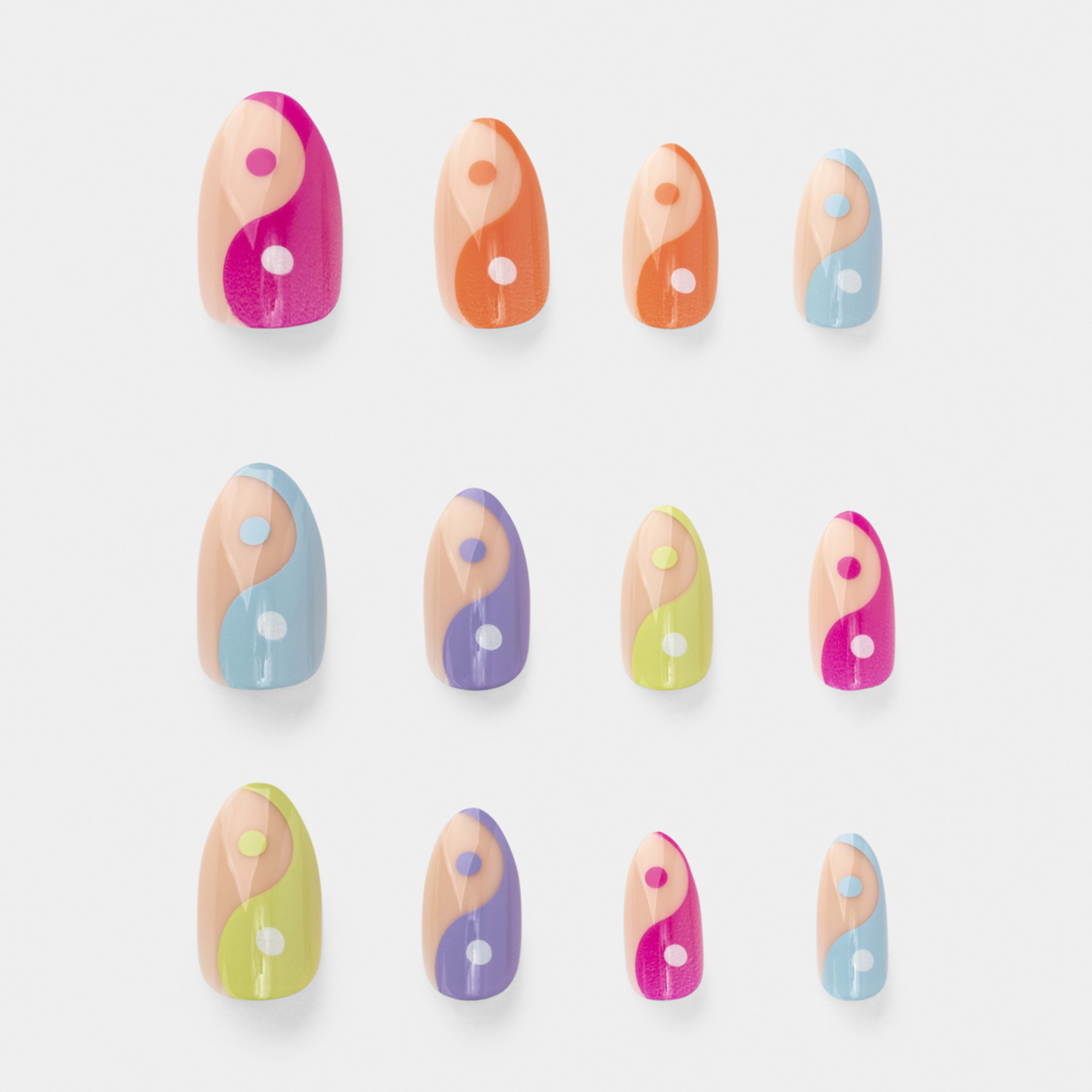 5 OXX Cosmetics 24 Pack Artificial Nails With Adhesive - Almond Shape, Rainbow Yin Yang, 5 of 5