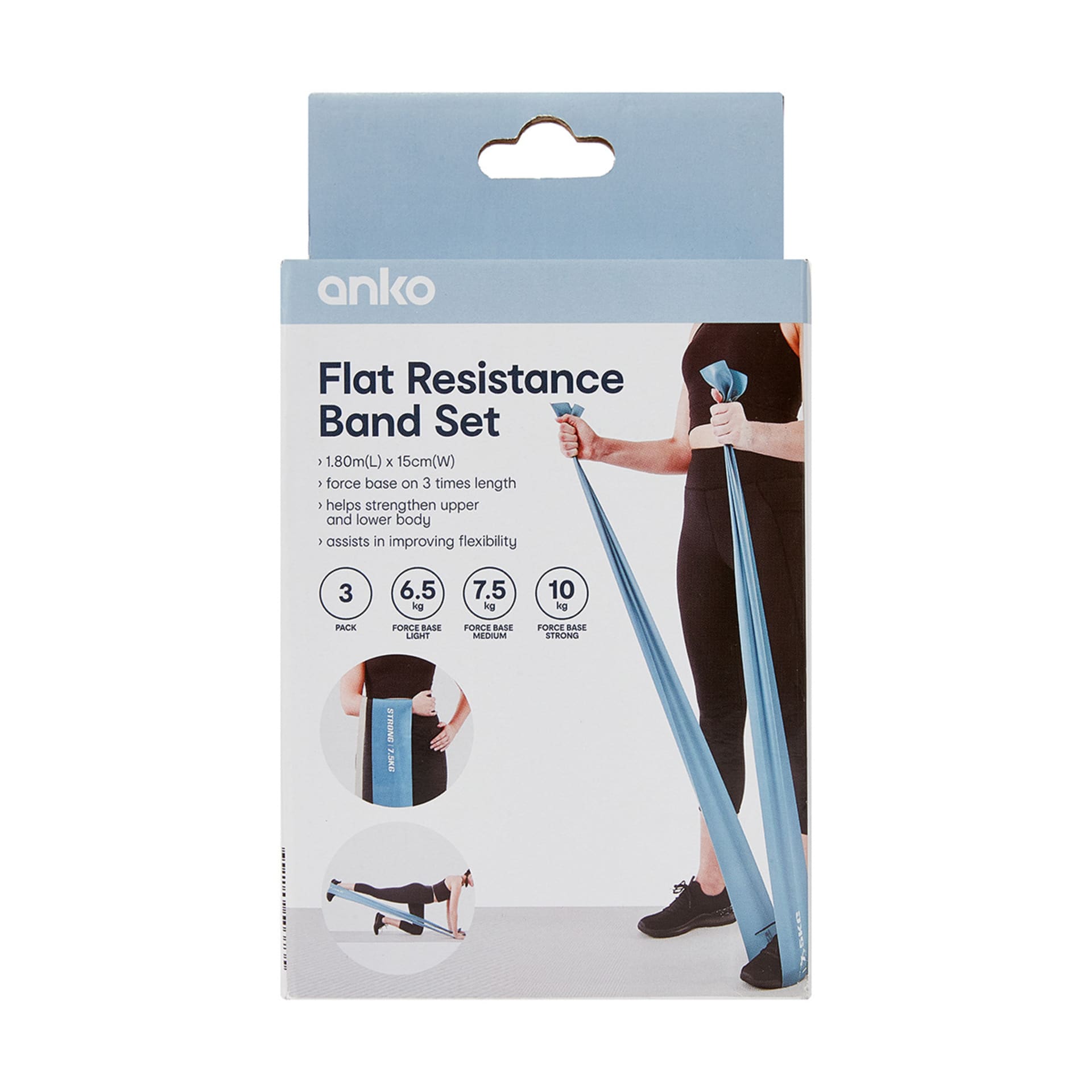 3 Pack Flat Resistance Band Set Kmart