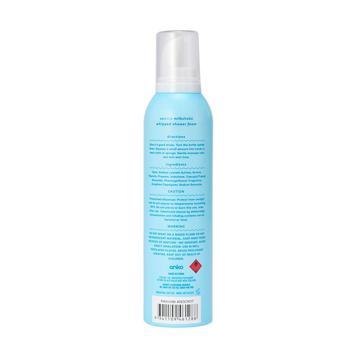 Whip It Up Whipped Shower Foam 240ml - Vanilla Milkshake Scent - Kmart