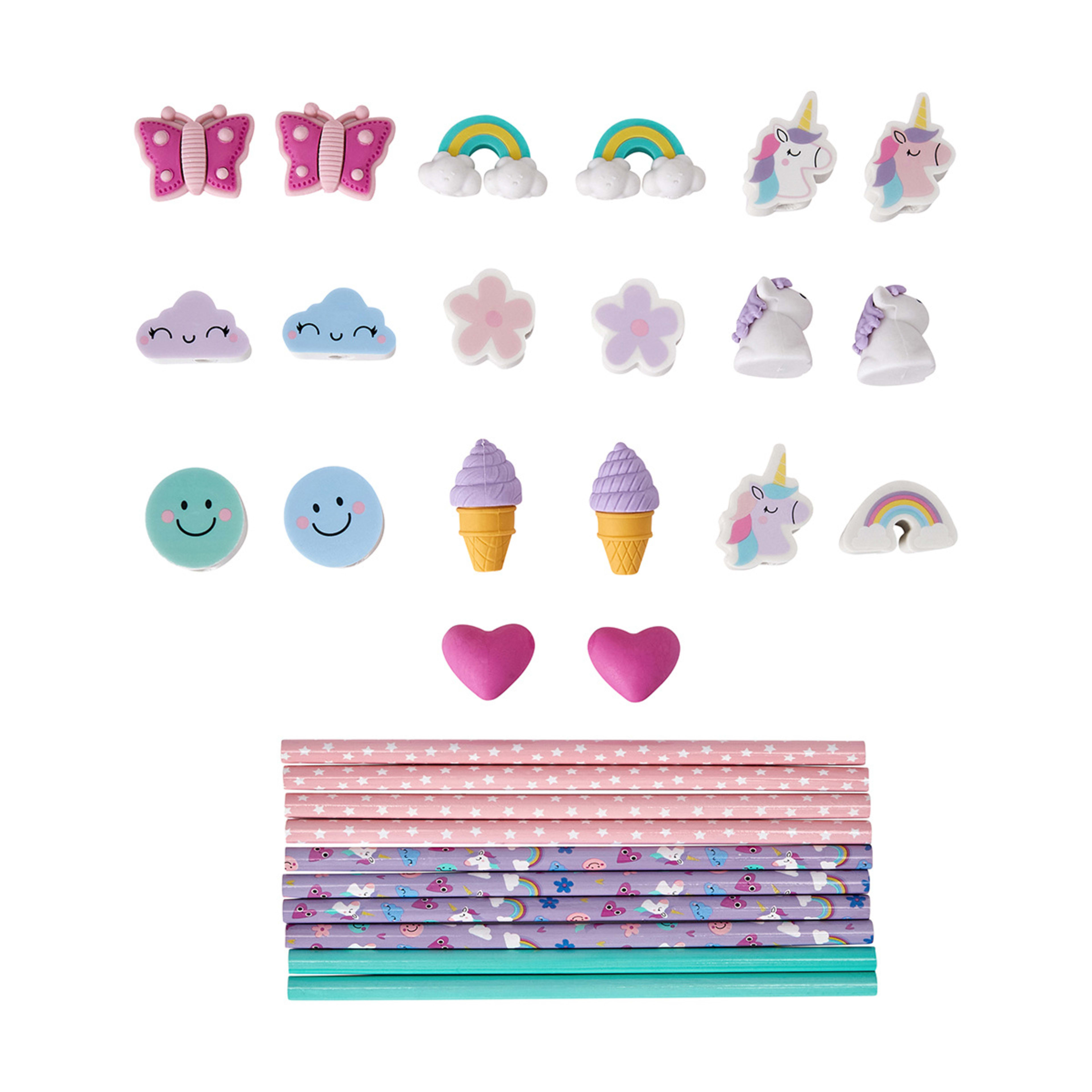 30 Piece Pencil and Eraser Set Kmart