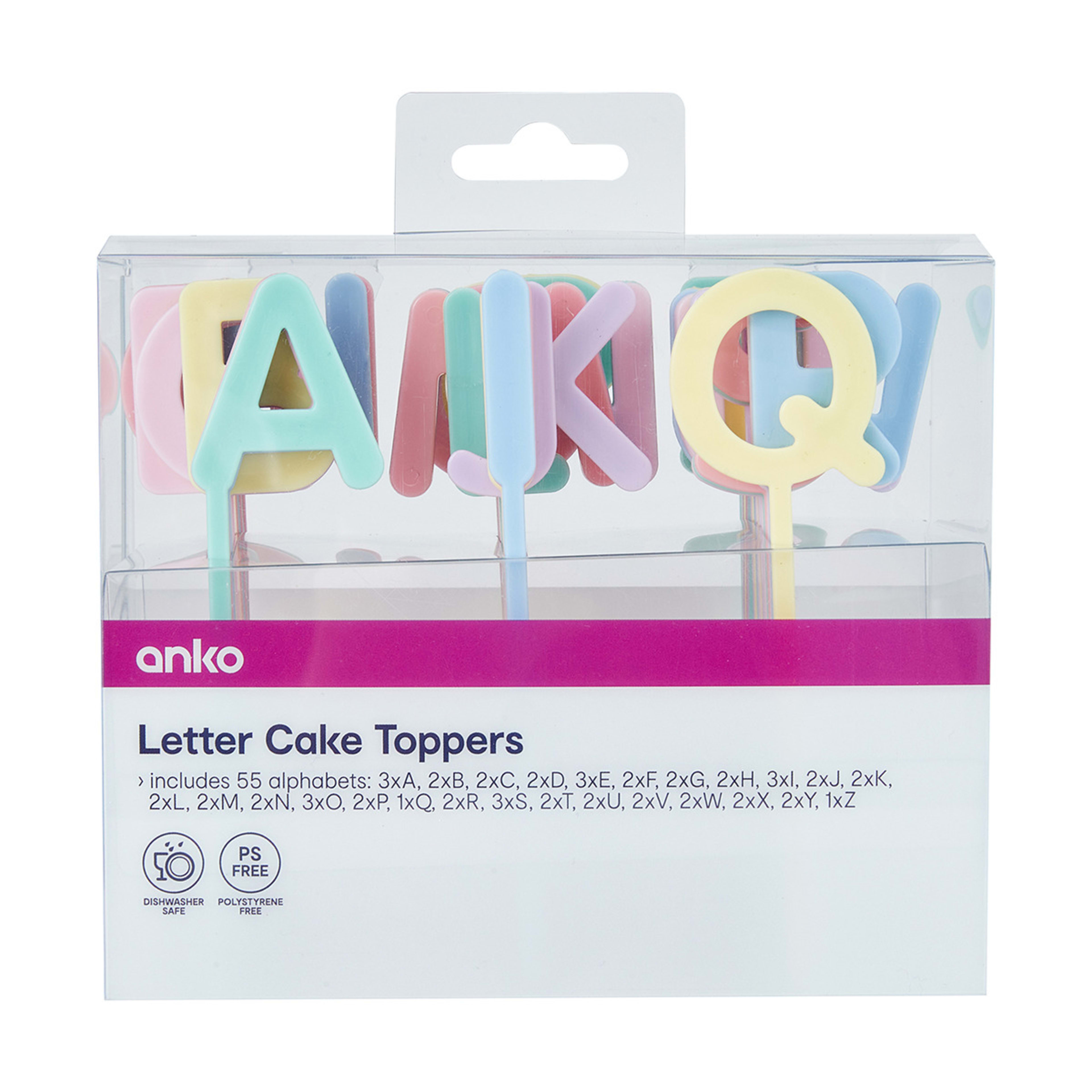 55 Piece Letter Cake Toppers Kmart