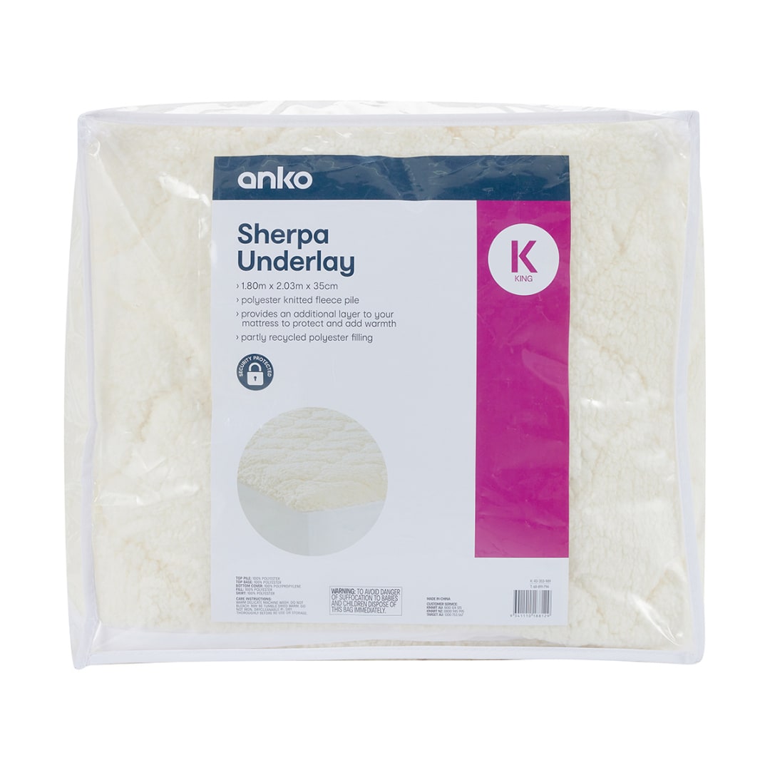 Sherpa Underlay King Bed, Beige Kmart