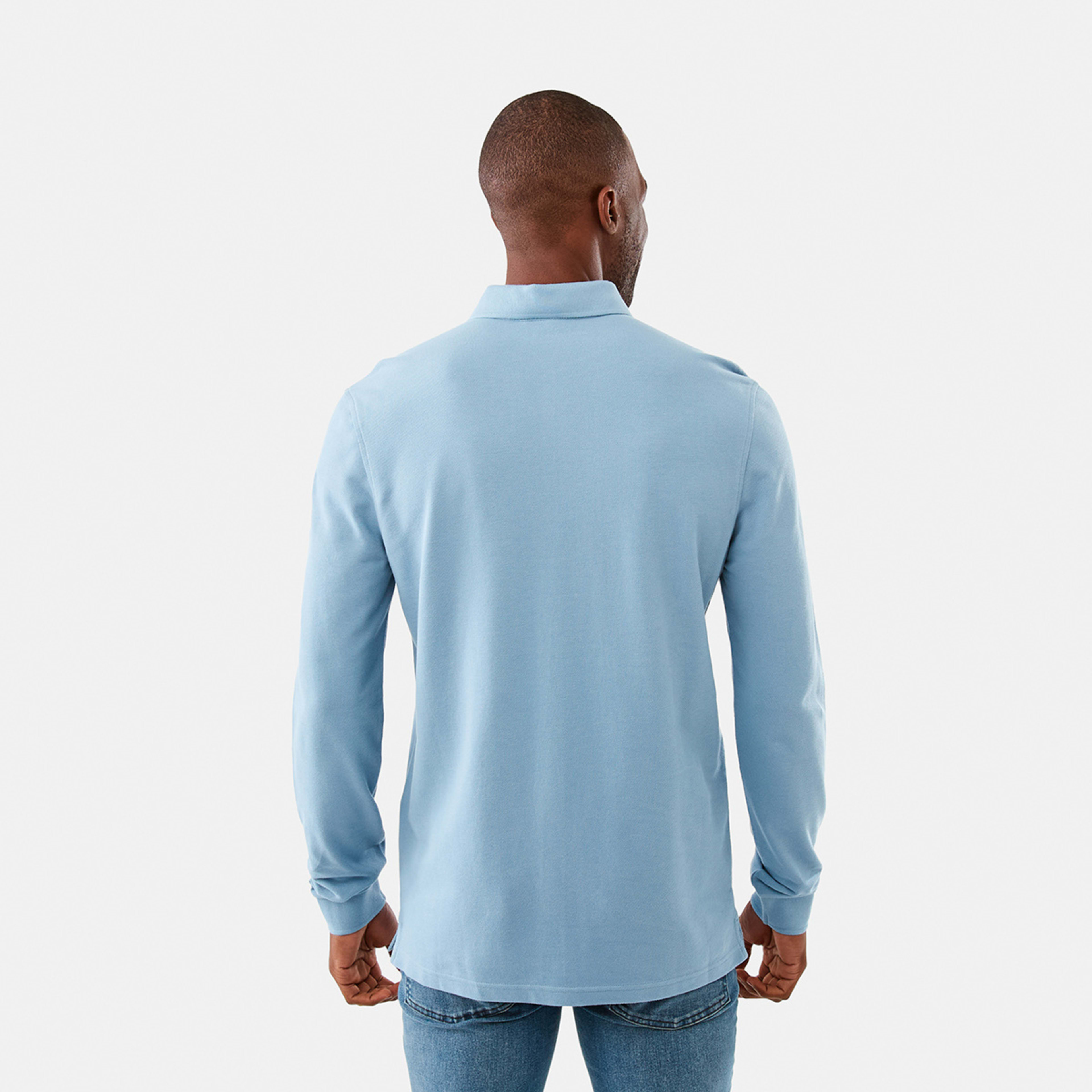 3 Long Sleeve Pique Polo Shirt Blu Slate, 3 of 6