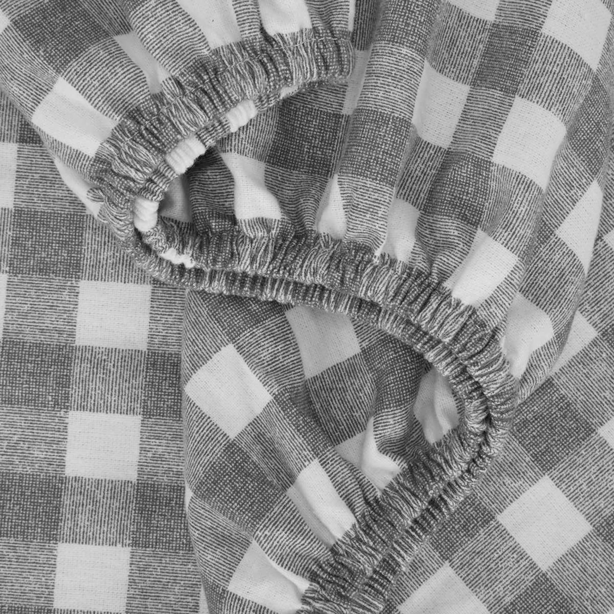 Gingham Flannelette Cotton Sheet Set Queen Bed, Grey Kmart