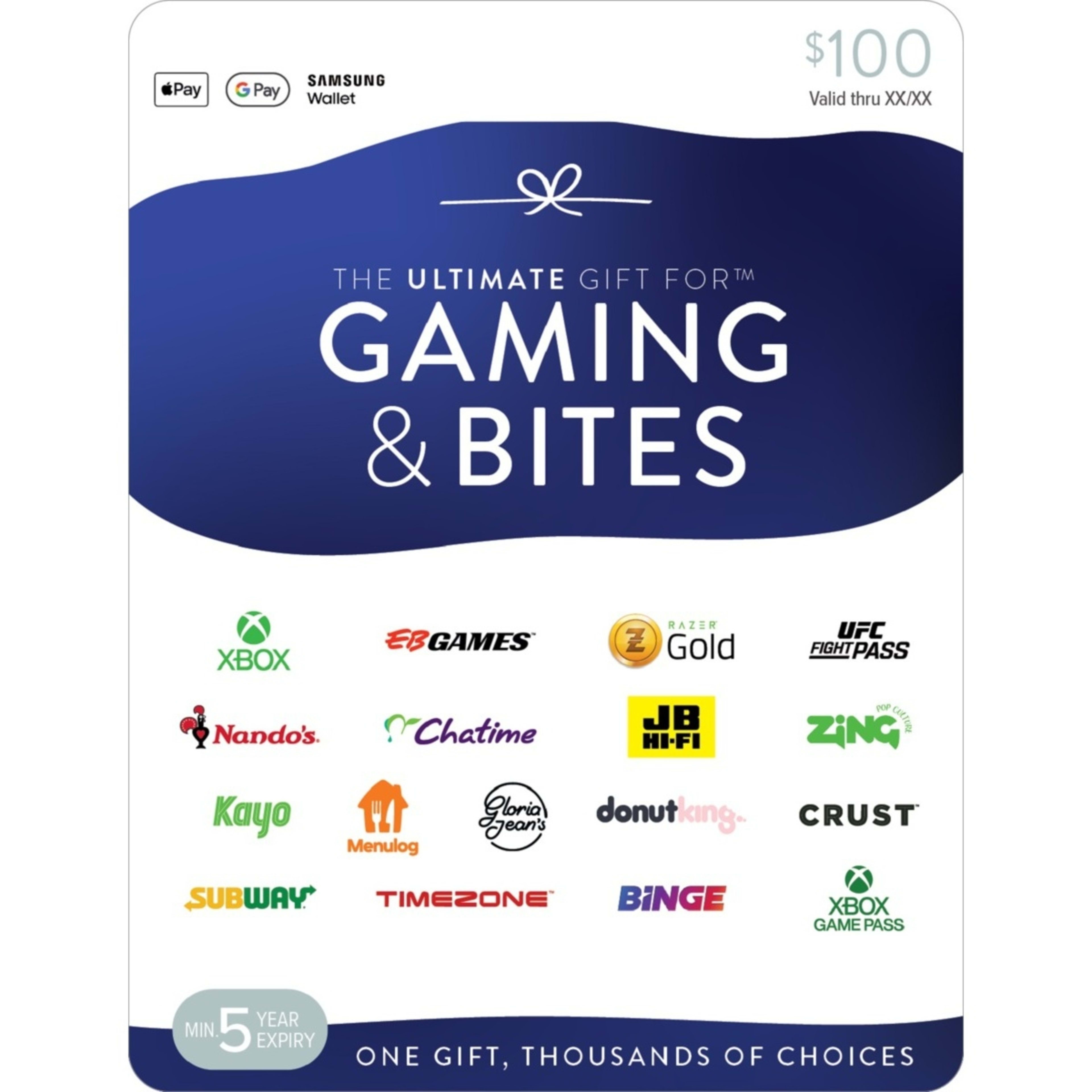1 The Ultimate Gift for Gaming & Bites $100 Gift Card