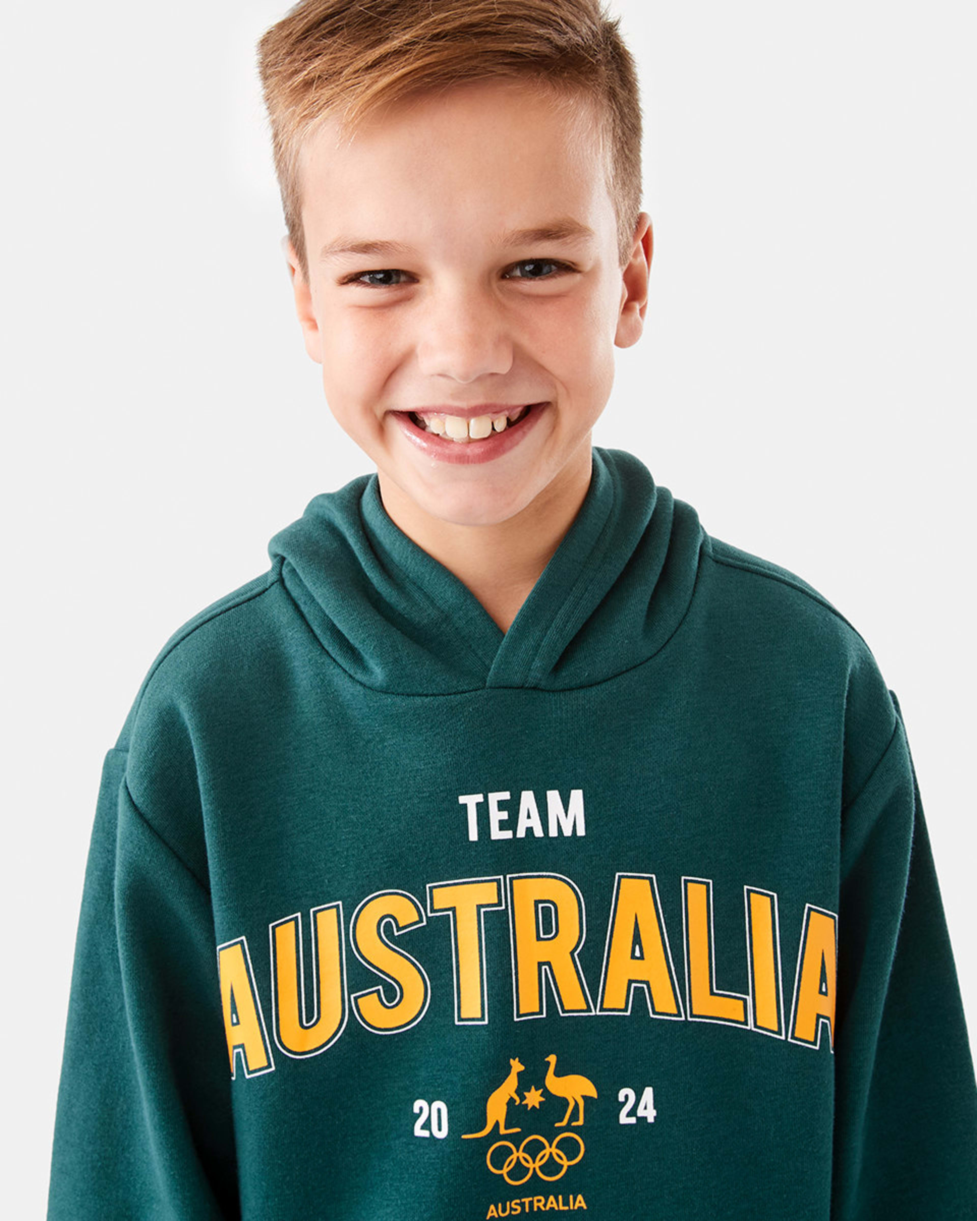 3 Active Kids Olympics Team Aus Youth Hoodie Oz Green, 3 of 9