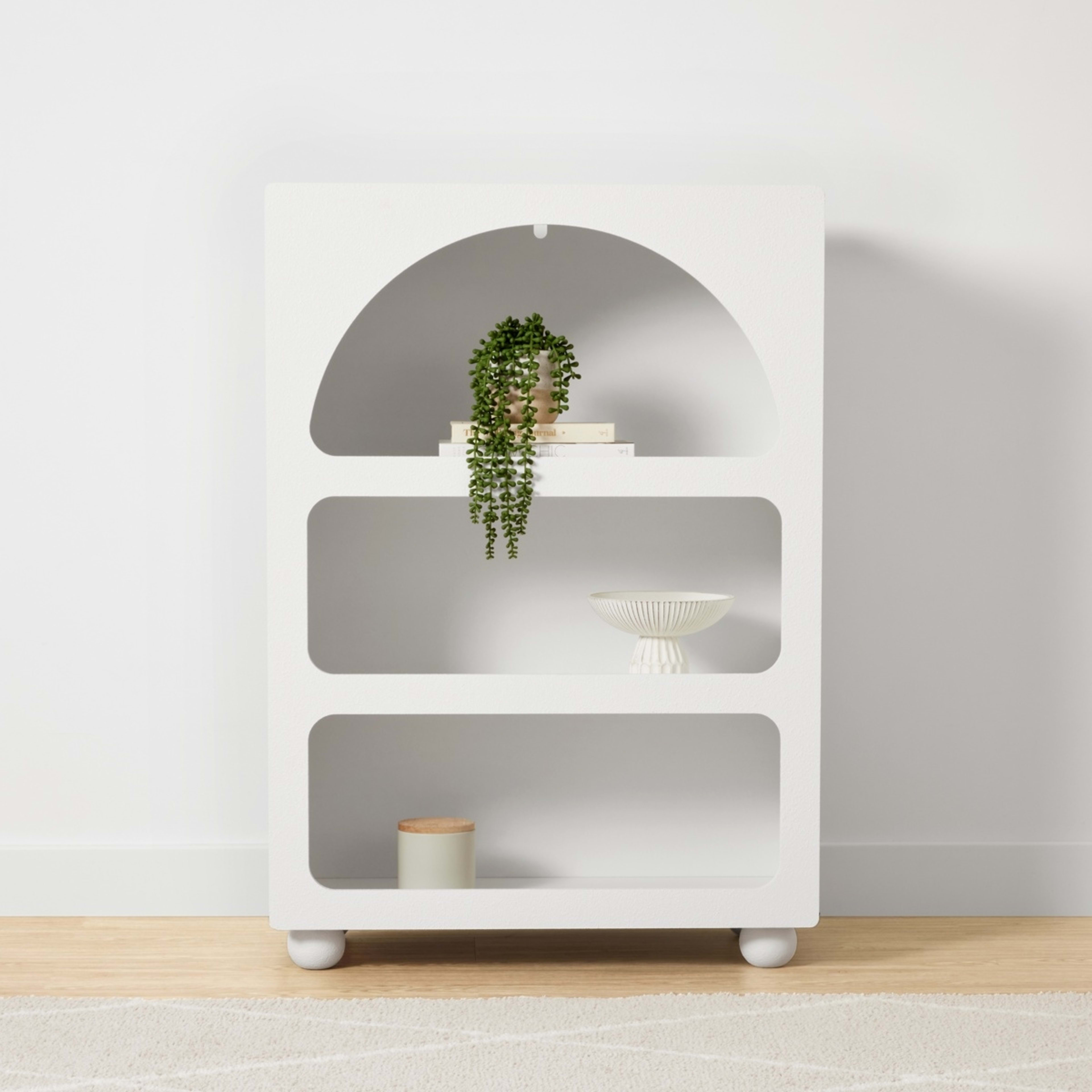1 Textured Arched Bookcase - White