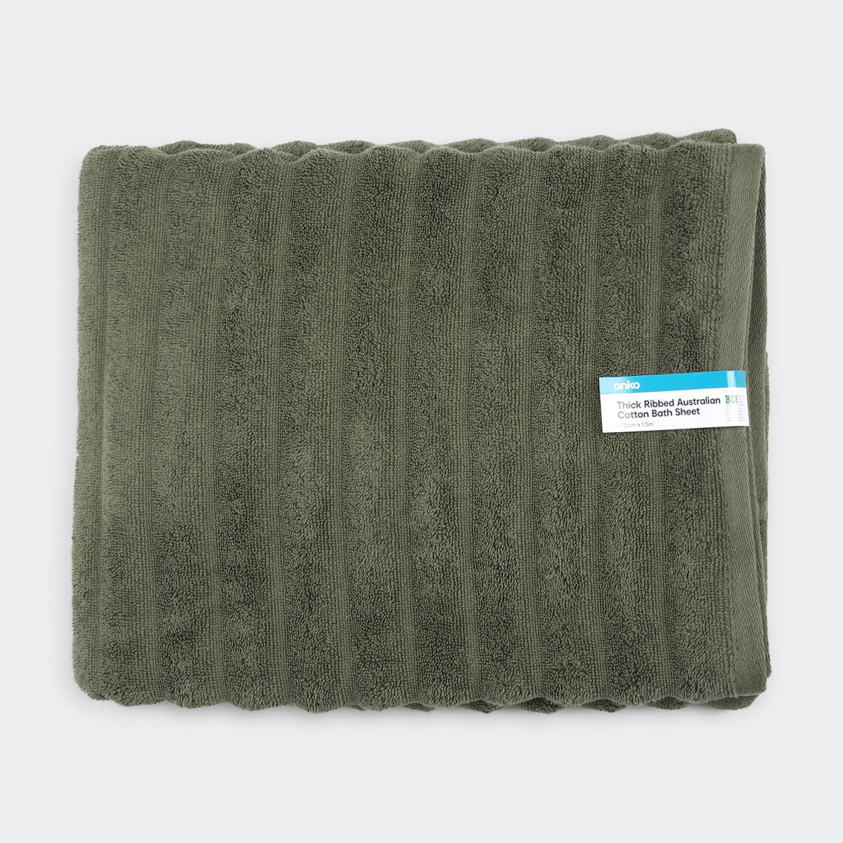 Thick Ribbed Australian Cotton Bath Sheet - Forest Green - Kmart