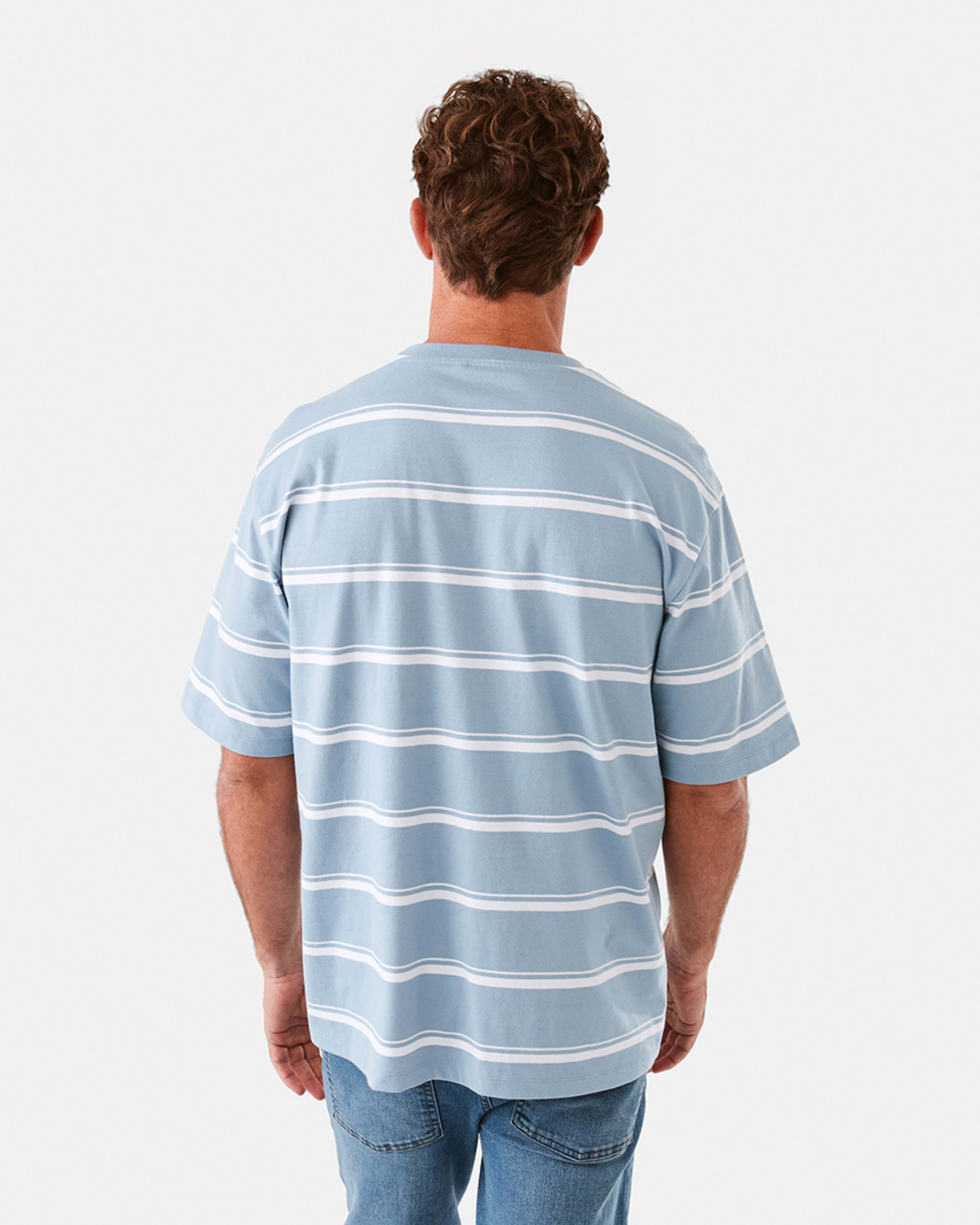 3 Oversized Striped T-Shirt Blu Strp, 3 of 6