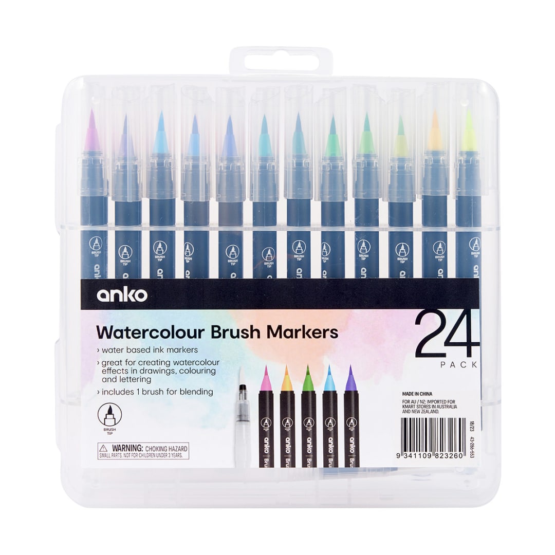 24 Pack Watercolour Brush Markers Kmart