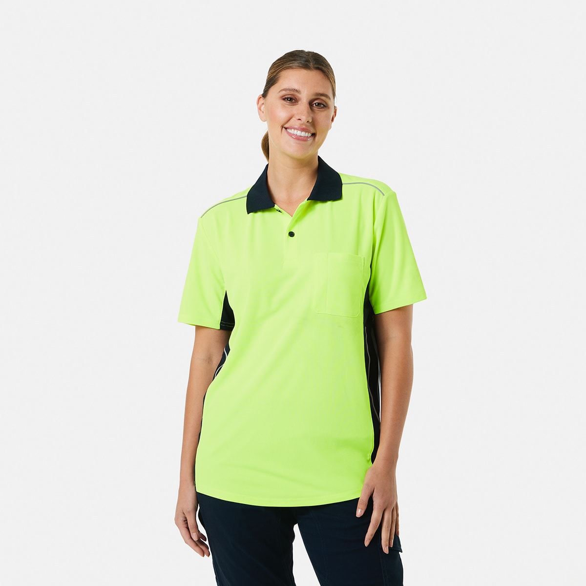 Workwear Short Sleeve Reflective Fluorescent Polo Shirt Kmart