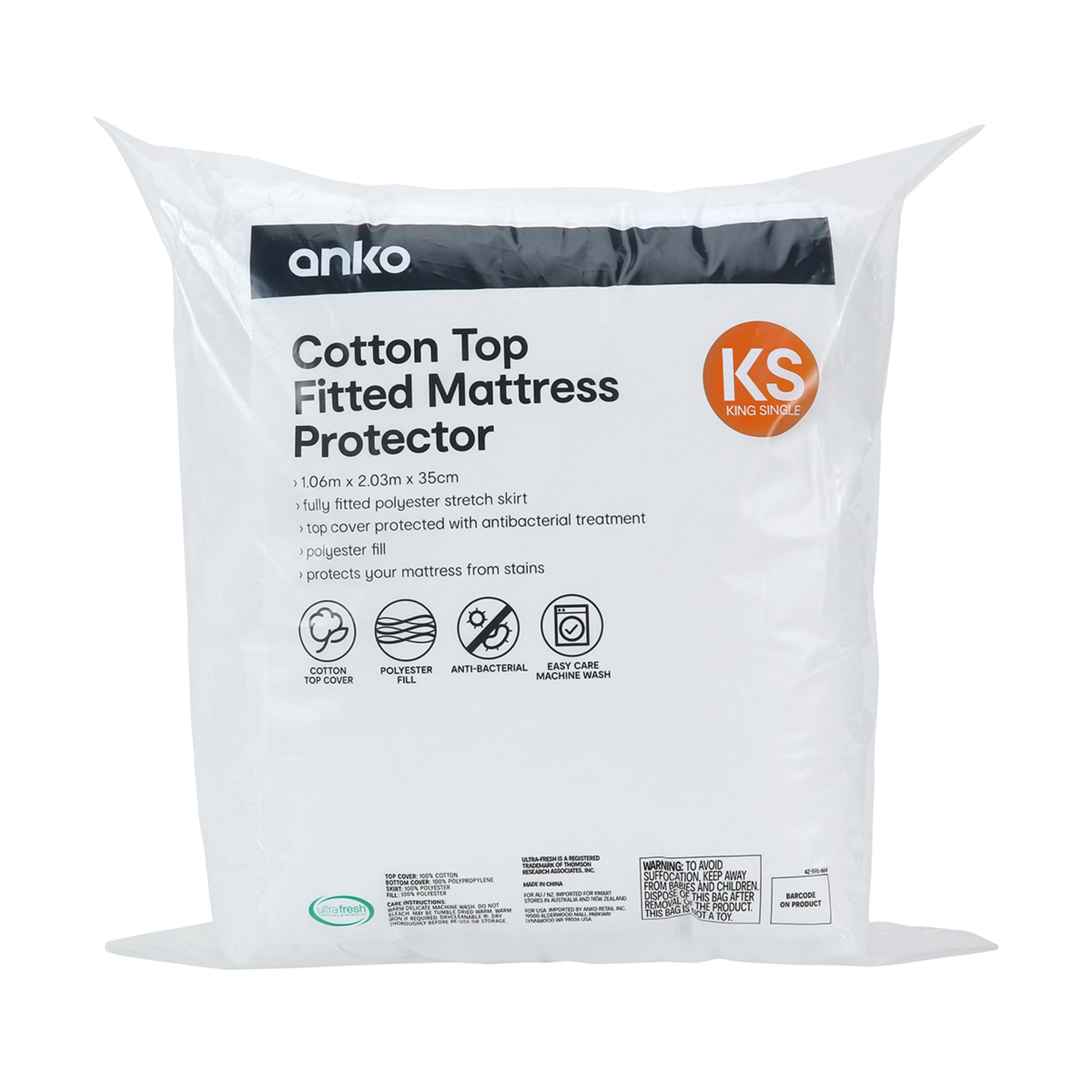 Cotton Top Fitted Mattress Protector King Single Bed Kmart