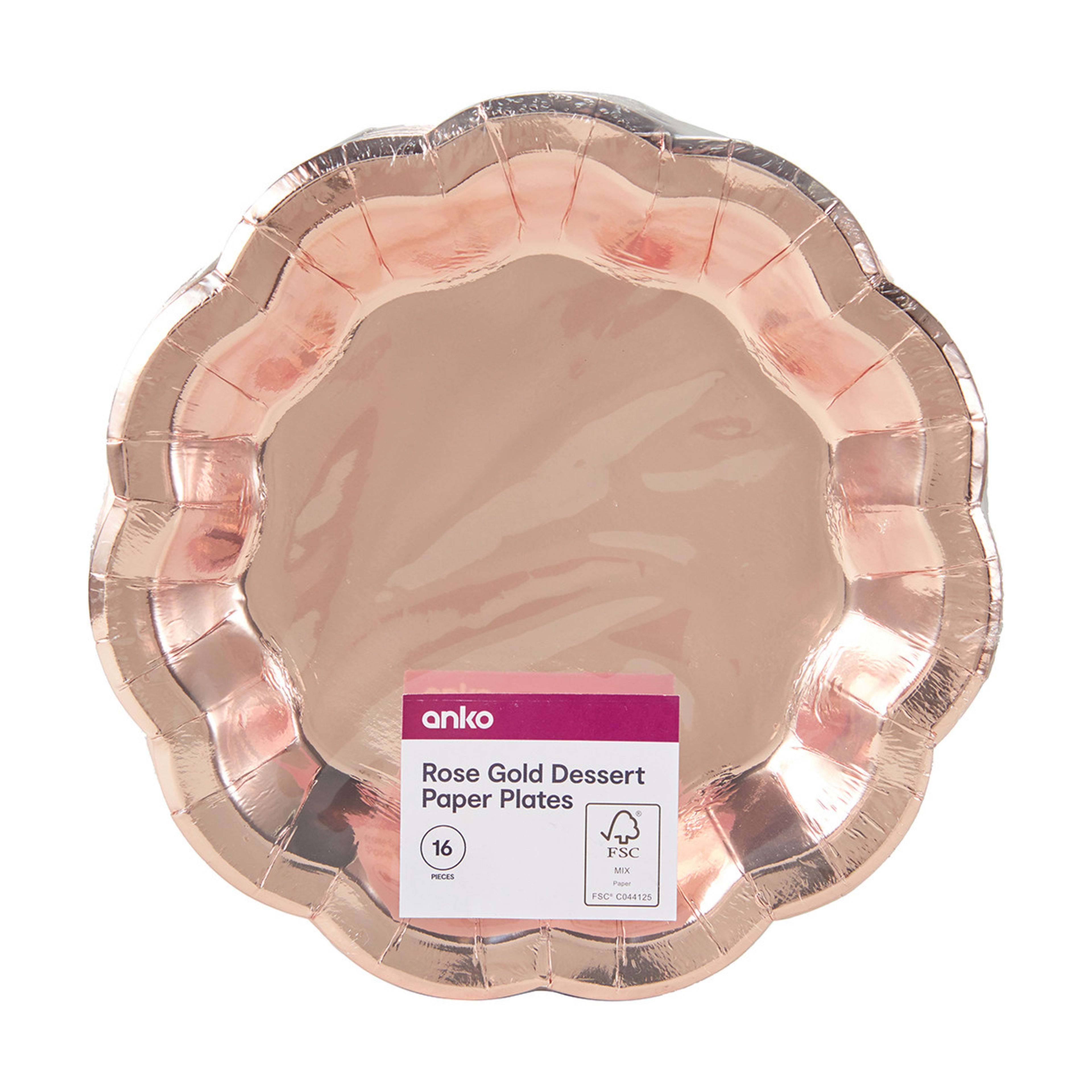 16 Pack Rose Gold Dessert Paper Plates Kmart