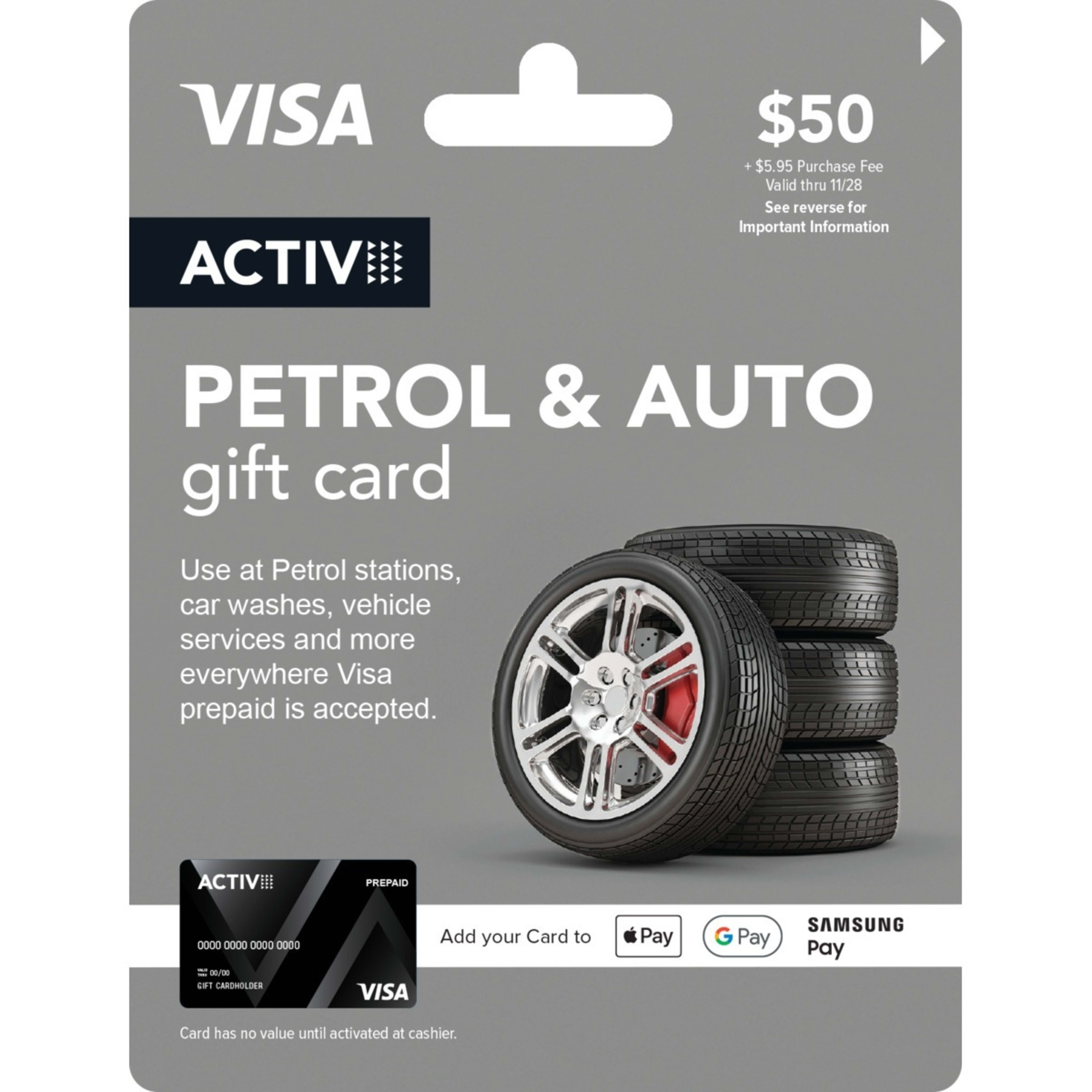 1 Activ VISA $50 Petrol and Auto Gift Card