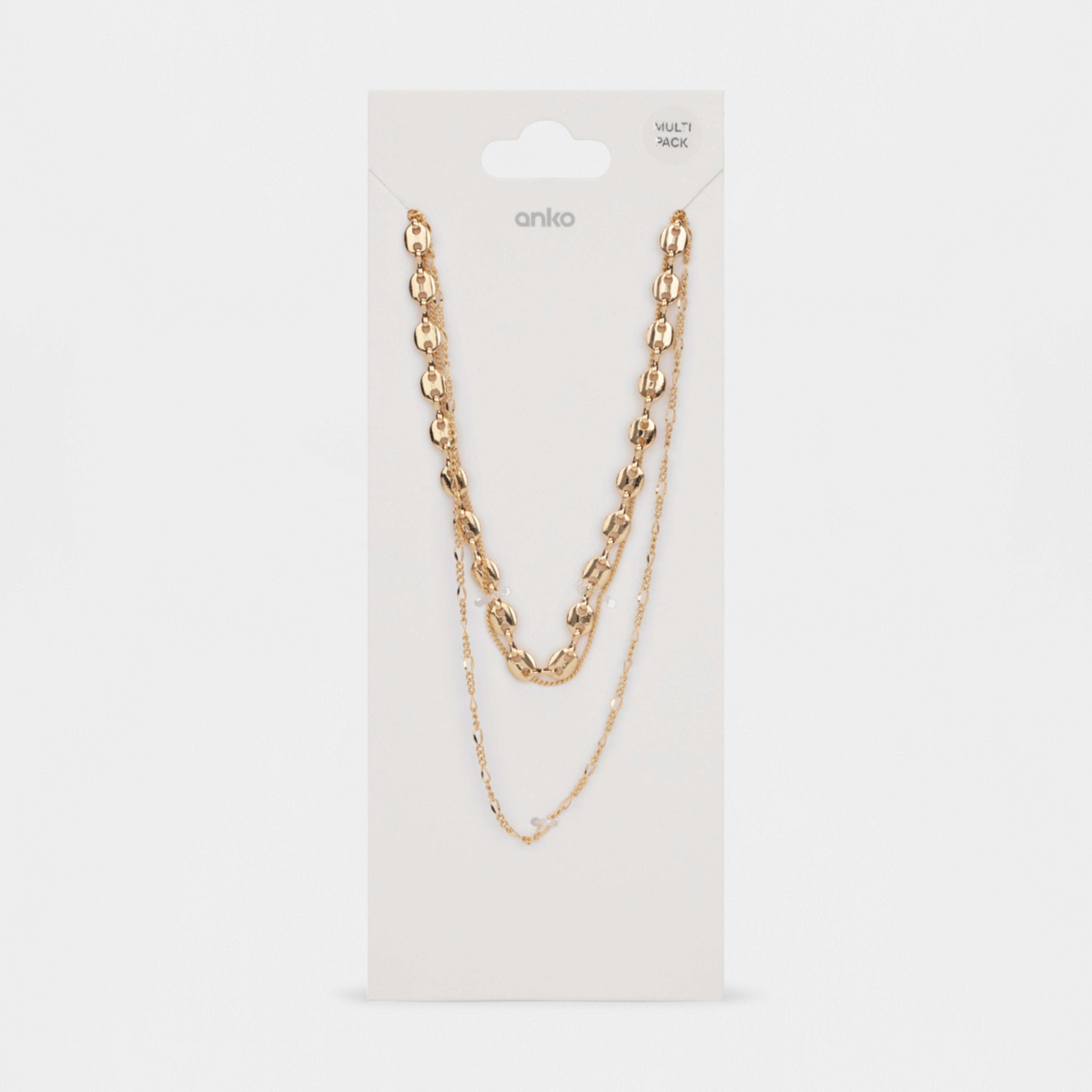3 Layered Chain Necklace Gold Tone Kmart