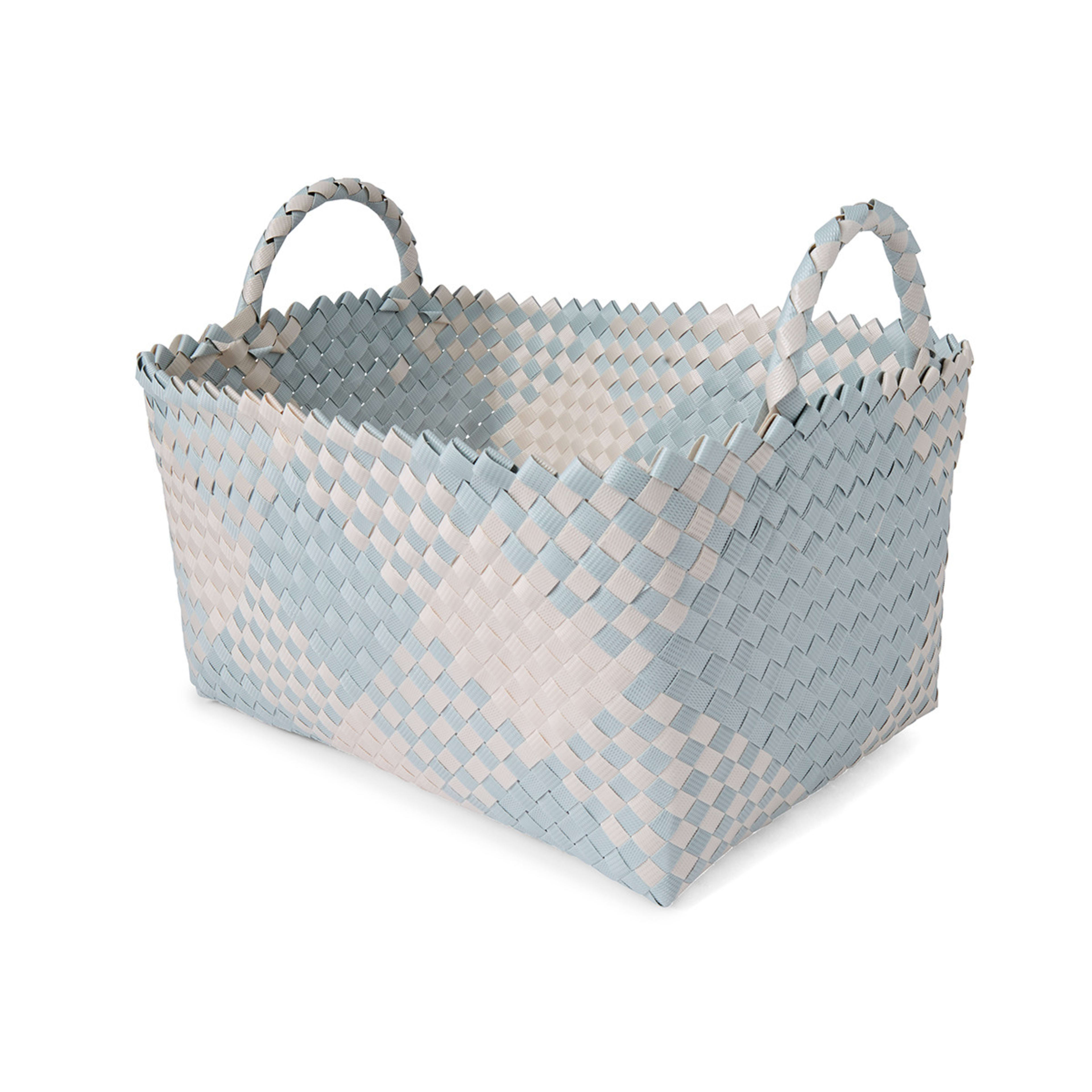 2 Rectangle Check Plastic Basket - Blue, 2 of 7