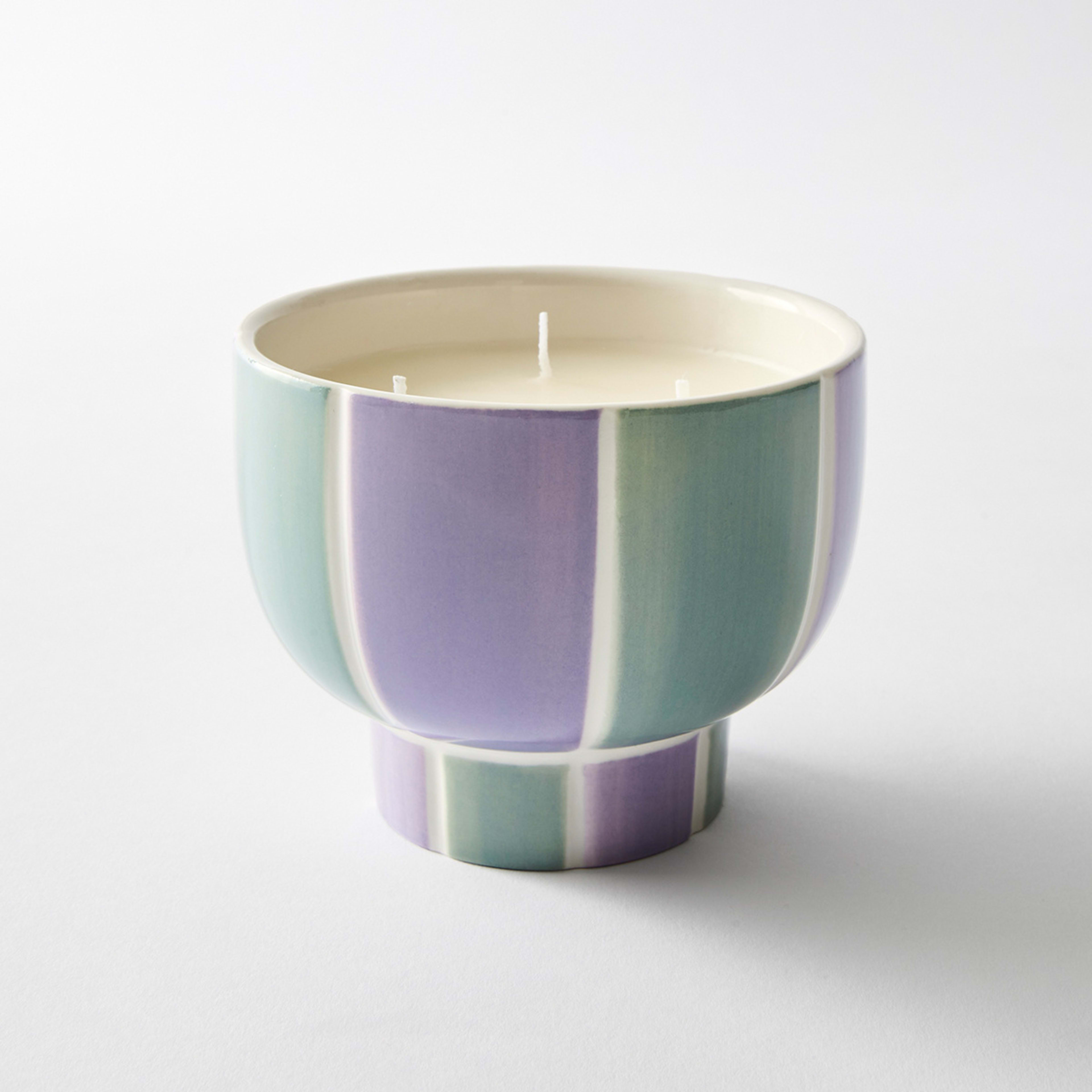 9 Tangerine and Berry Stripe Pedestal Fragrant Candle, 9 of 9