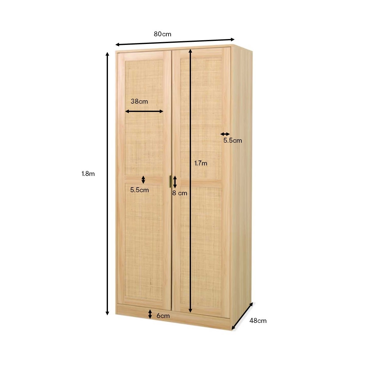 Rattan Wardrobe Double Hanging Storage with Shelf Kmart
