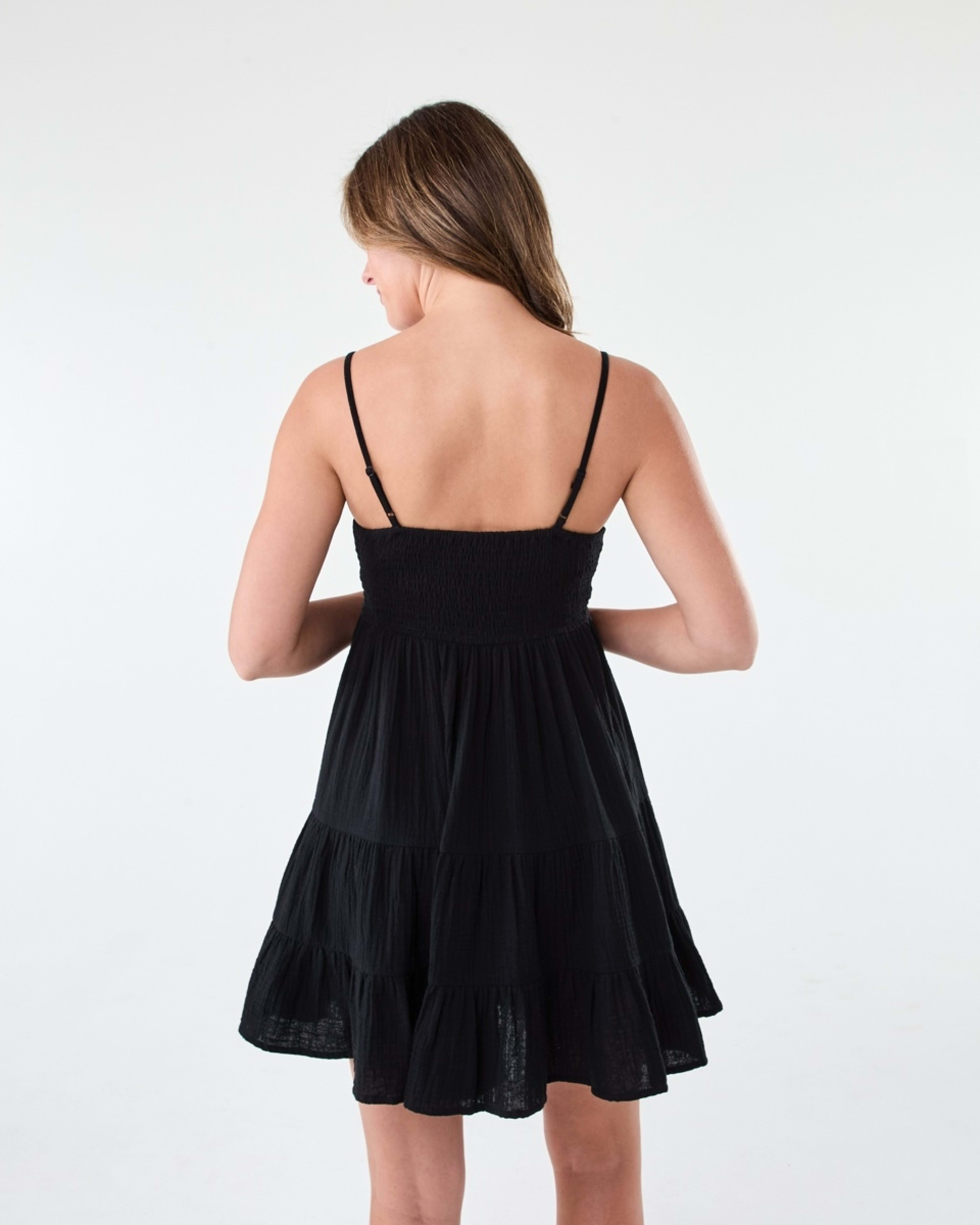 2 Sleeveless Lace Double Cloth Mini Dress Black, 2 of 7