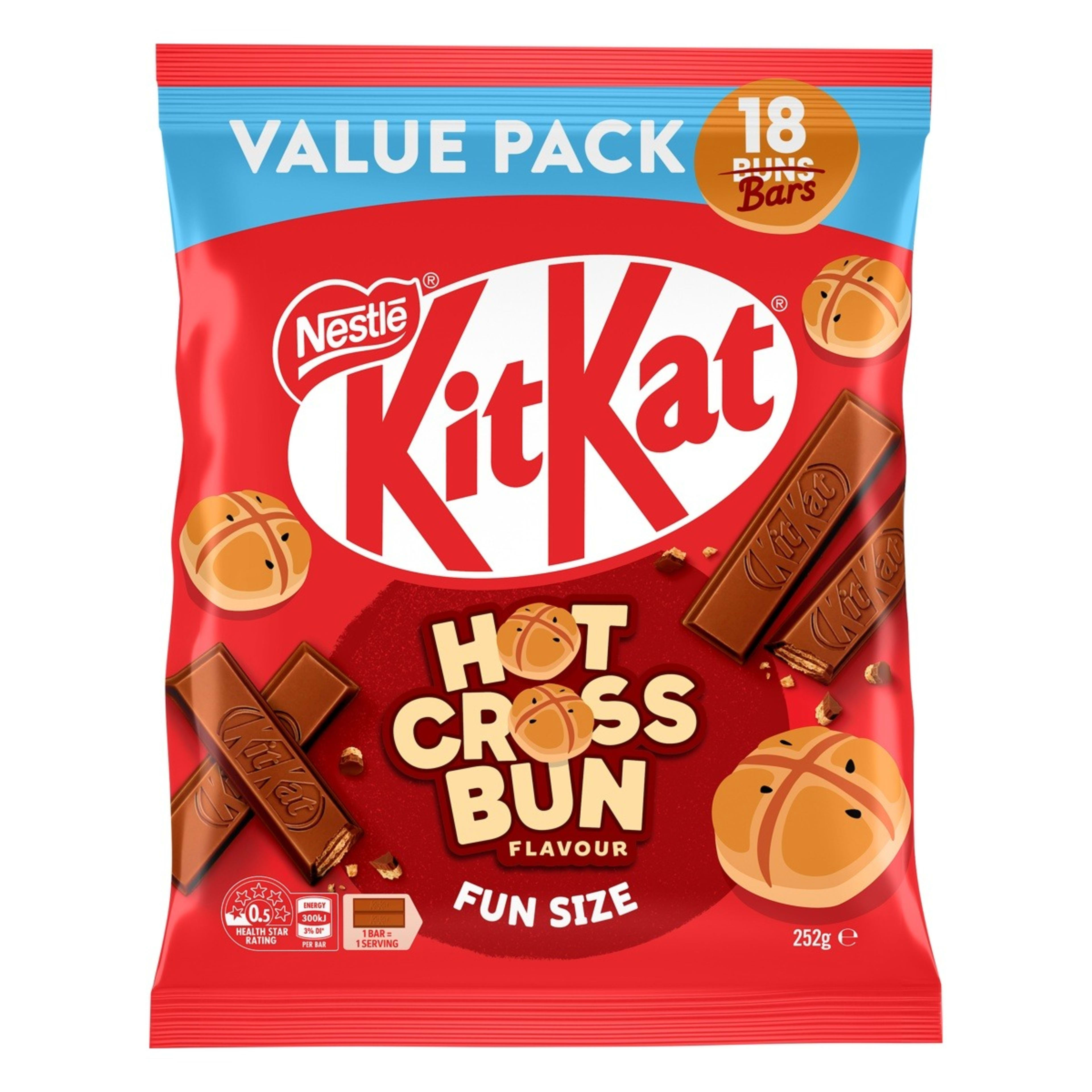 1 Nestle KitKat 18 Piece Hot Cross Bun Flavour Bars Value Pack 252g, 1 of 2