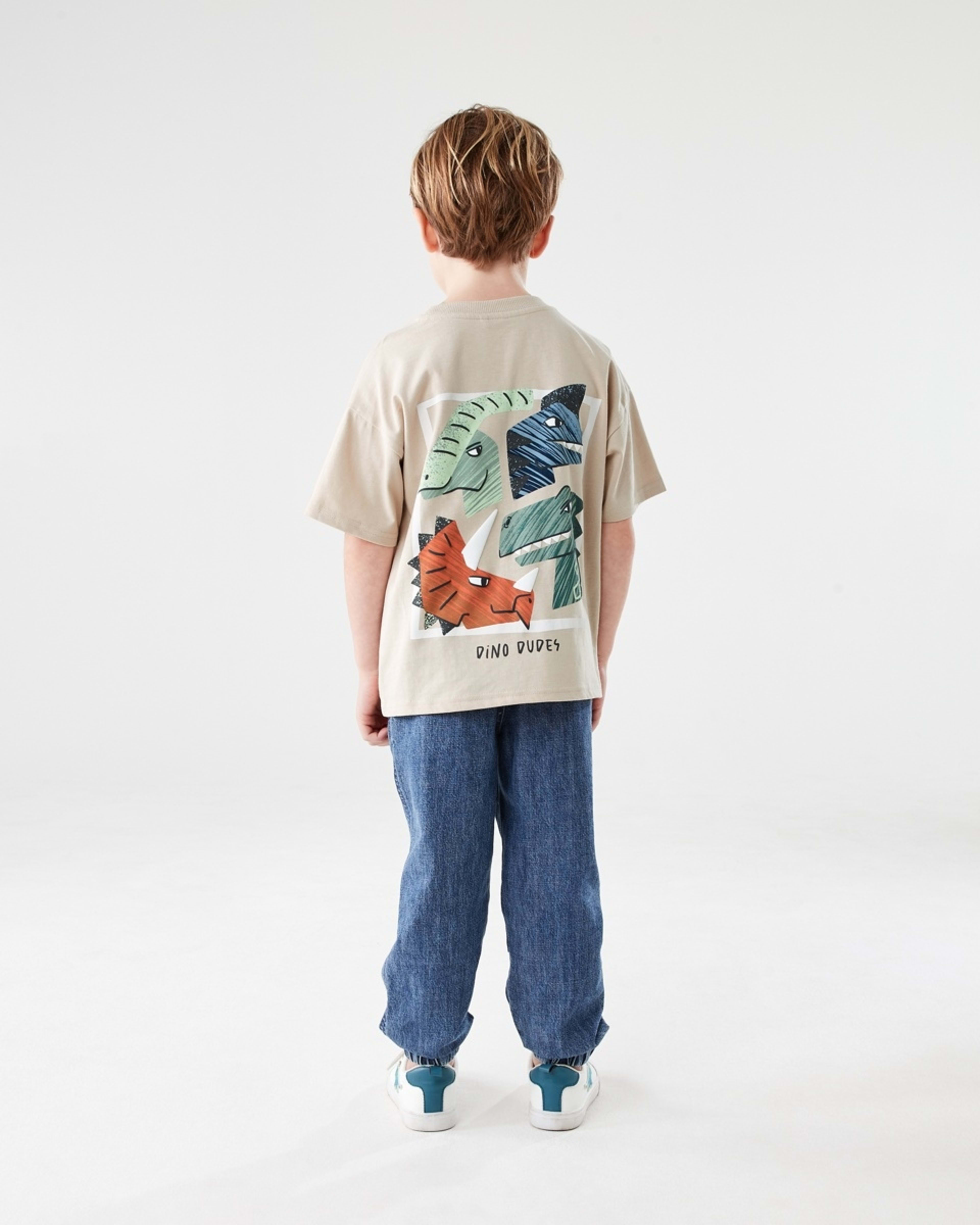 7 Short Sleeve Oversized Print T-shirt DINO DUDES NATURAL ECRU, 7 of 7