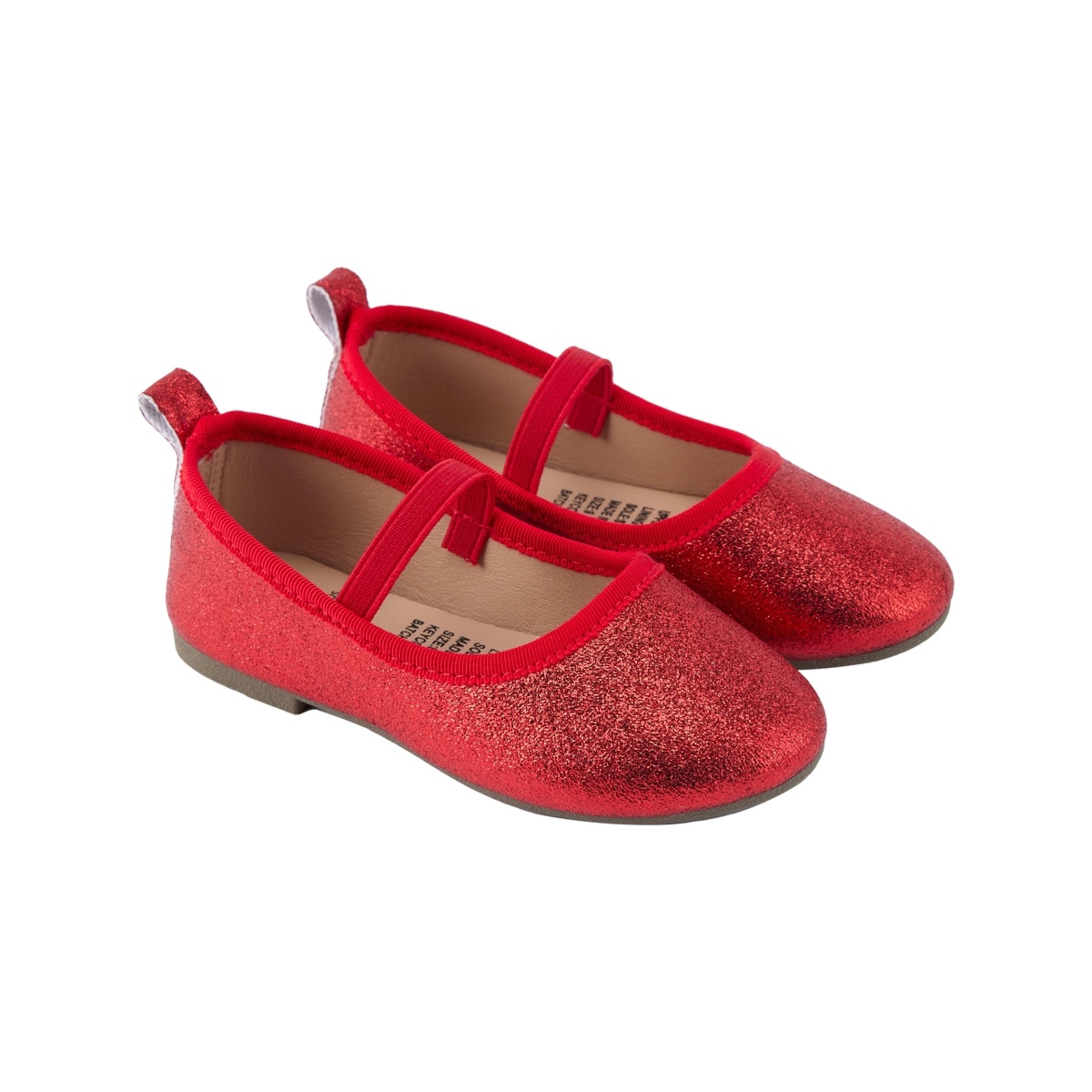 4 Junior Glitter Flats Red Shimmer, 4 of 5