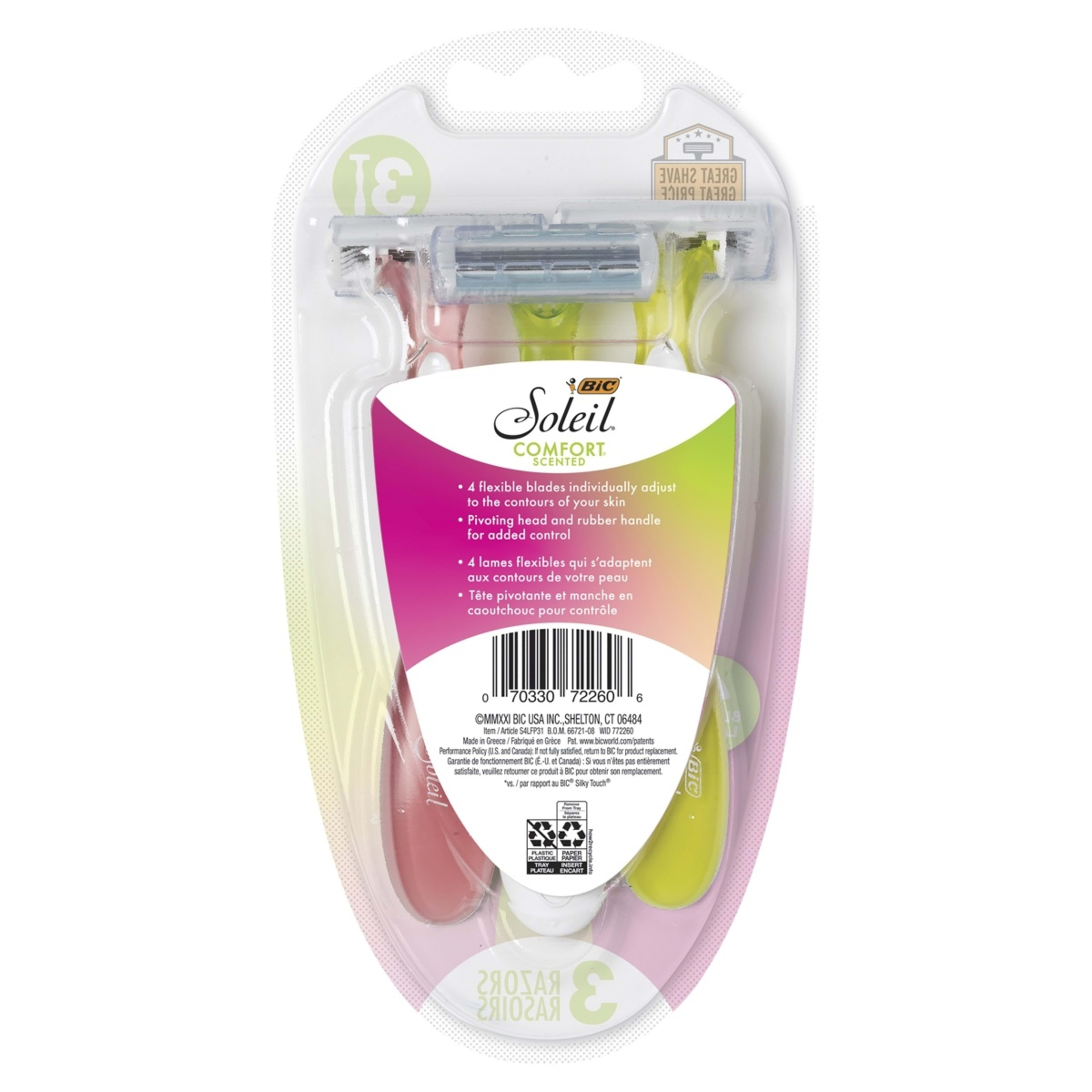 3 3 Pack BIC Soleil Comfort Scented Razors, 3 of 8