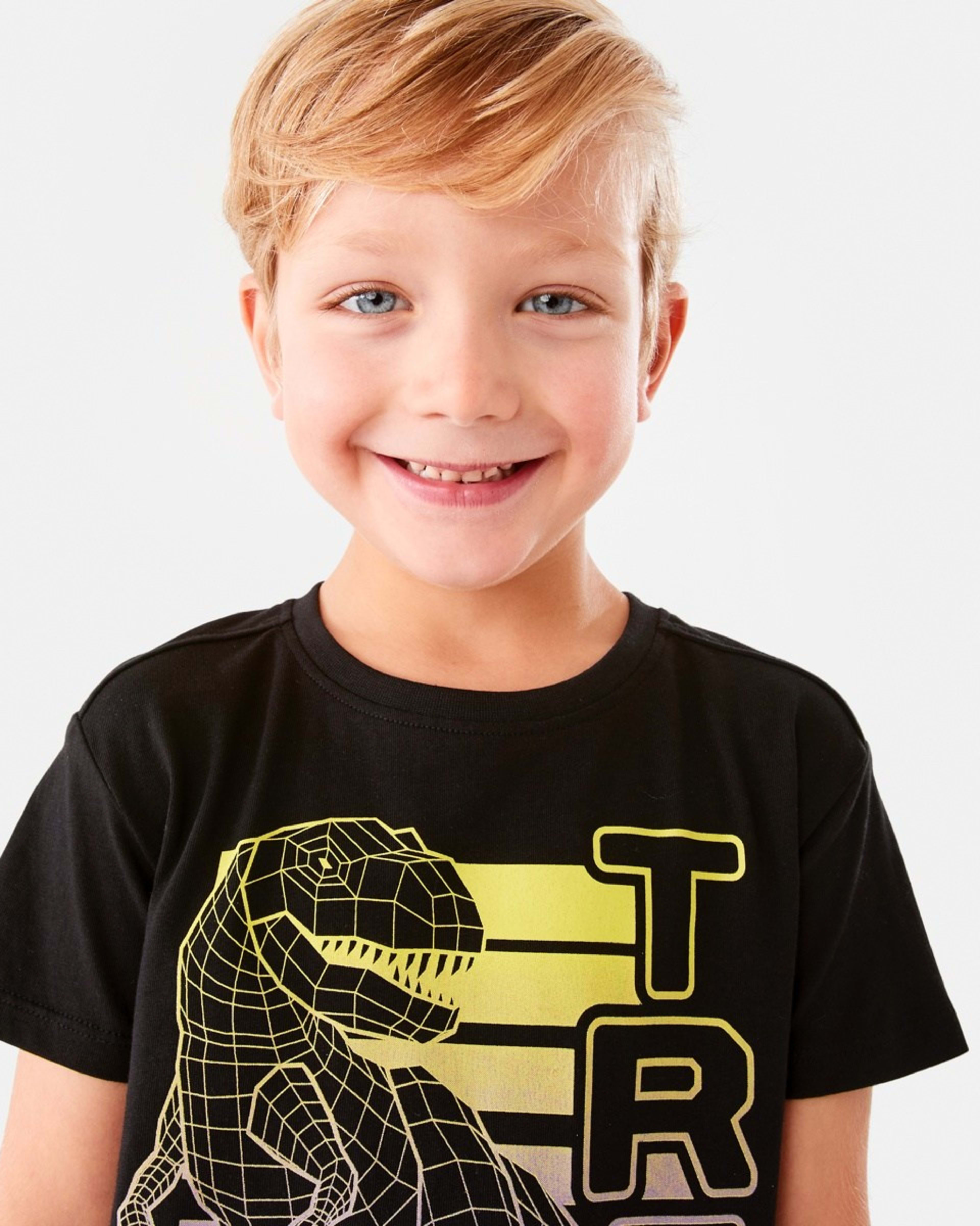 3 Chest Print T-shirt Black Dino, 3 of 8