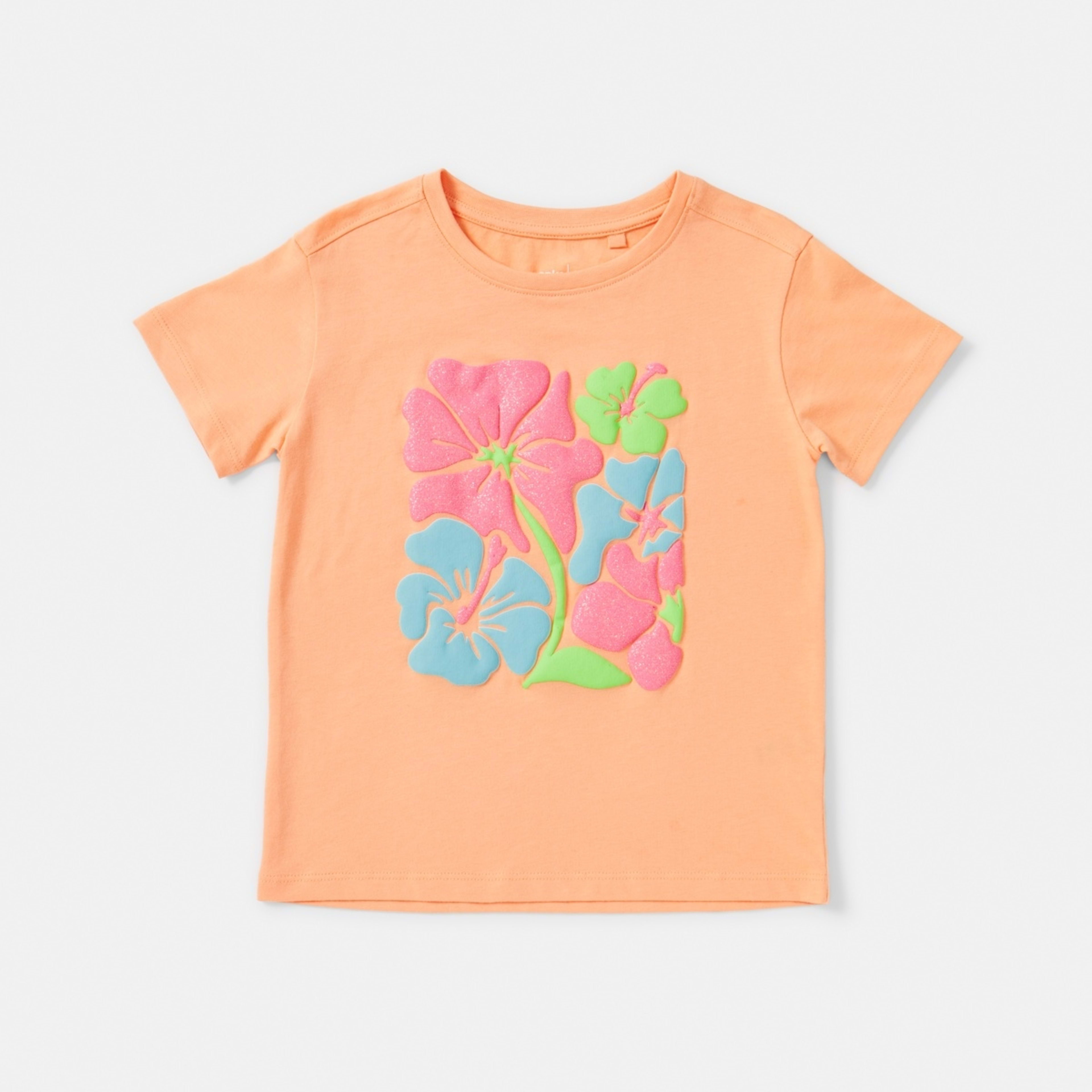 7 Short Sleeve Placement Print T-shirt Org Flower, 7 of 9