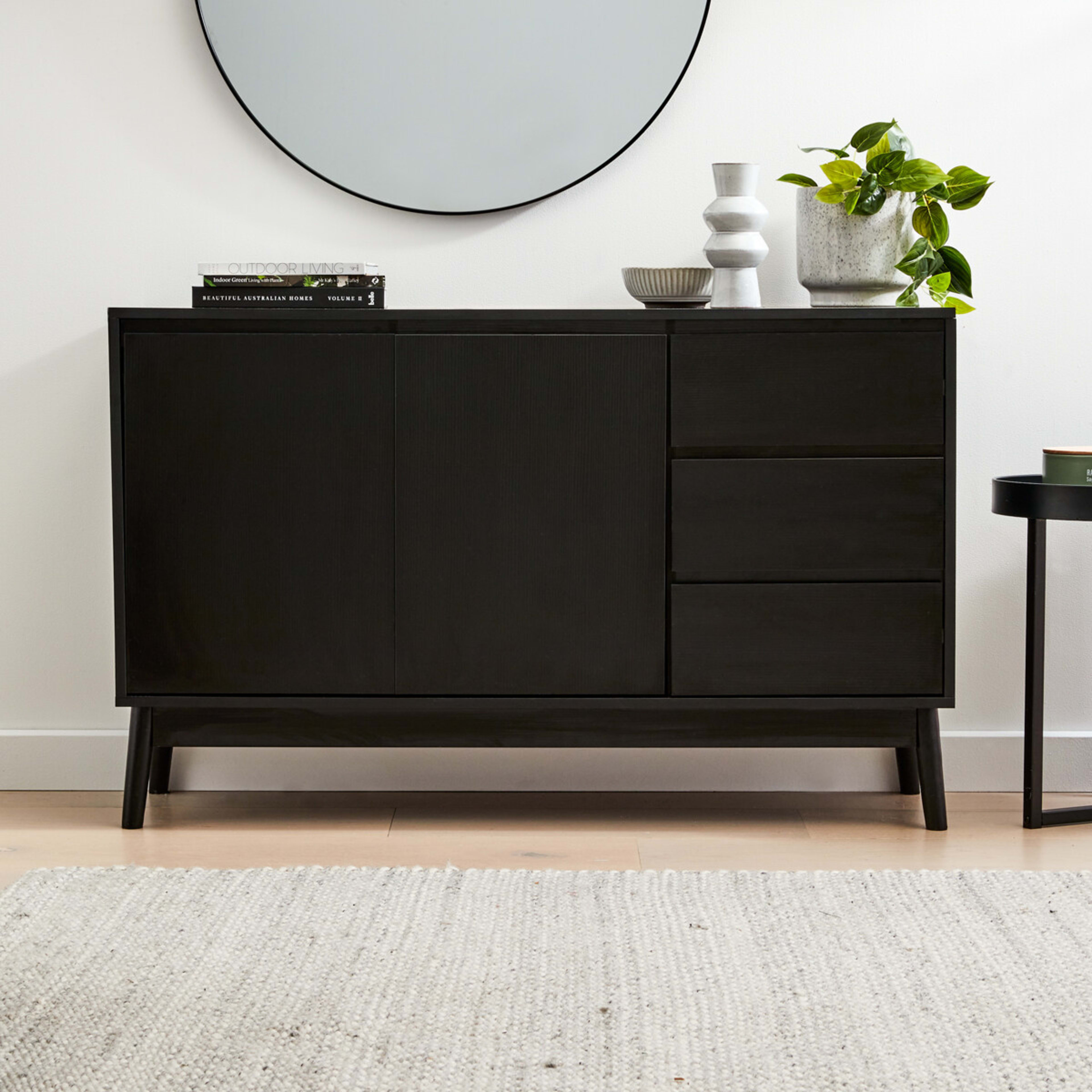 1 Thorne Buffet Unit with Adjustable Shelves - Black