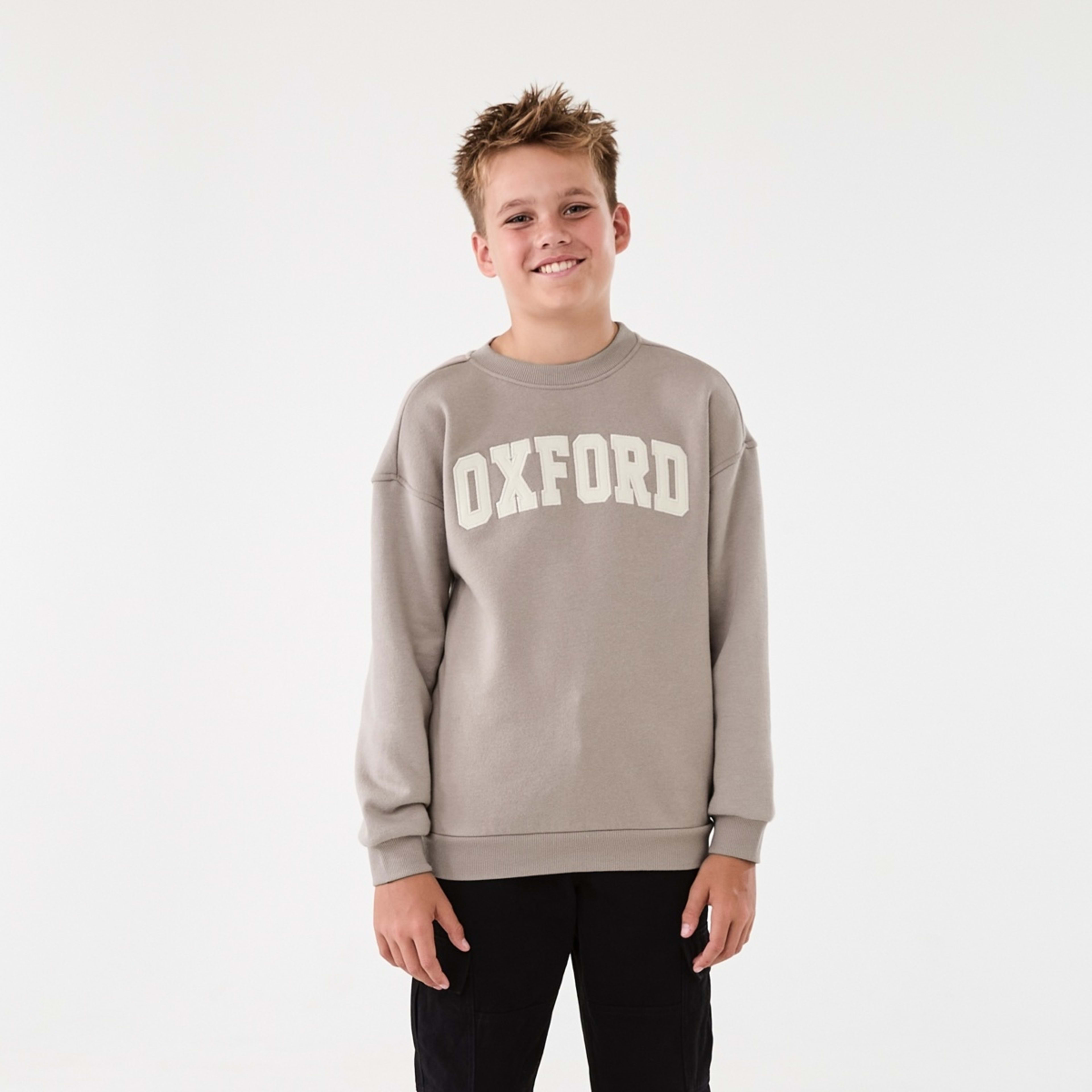1 Oversized Graphic Crew Neck Sweatshirt Oxford Varsity Moon Rocks, 1 of 8