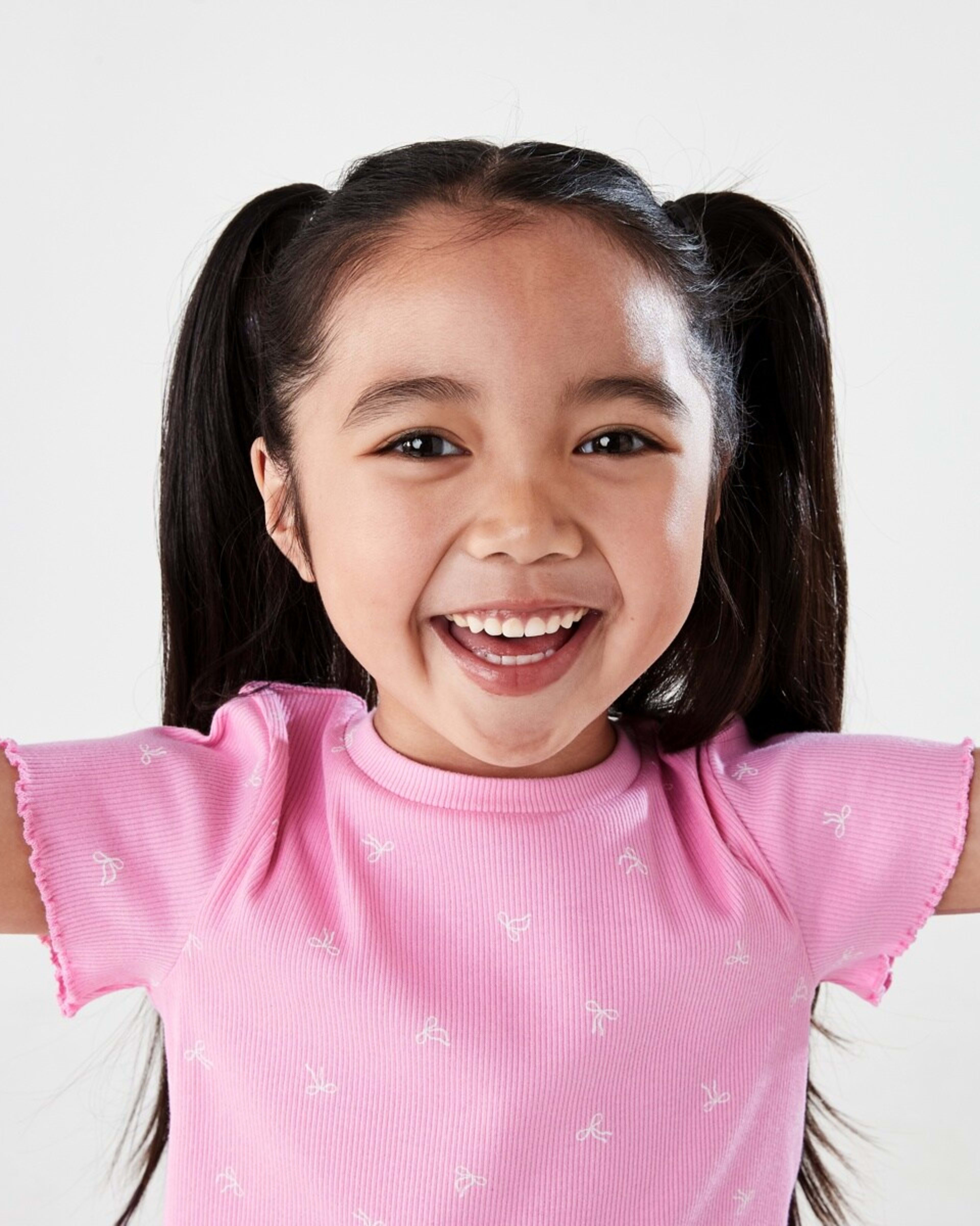 3 Short Sleeve Rib T-shirt CUTE BOWS PRISMATIC PINK, 3 of 7