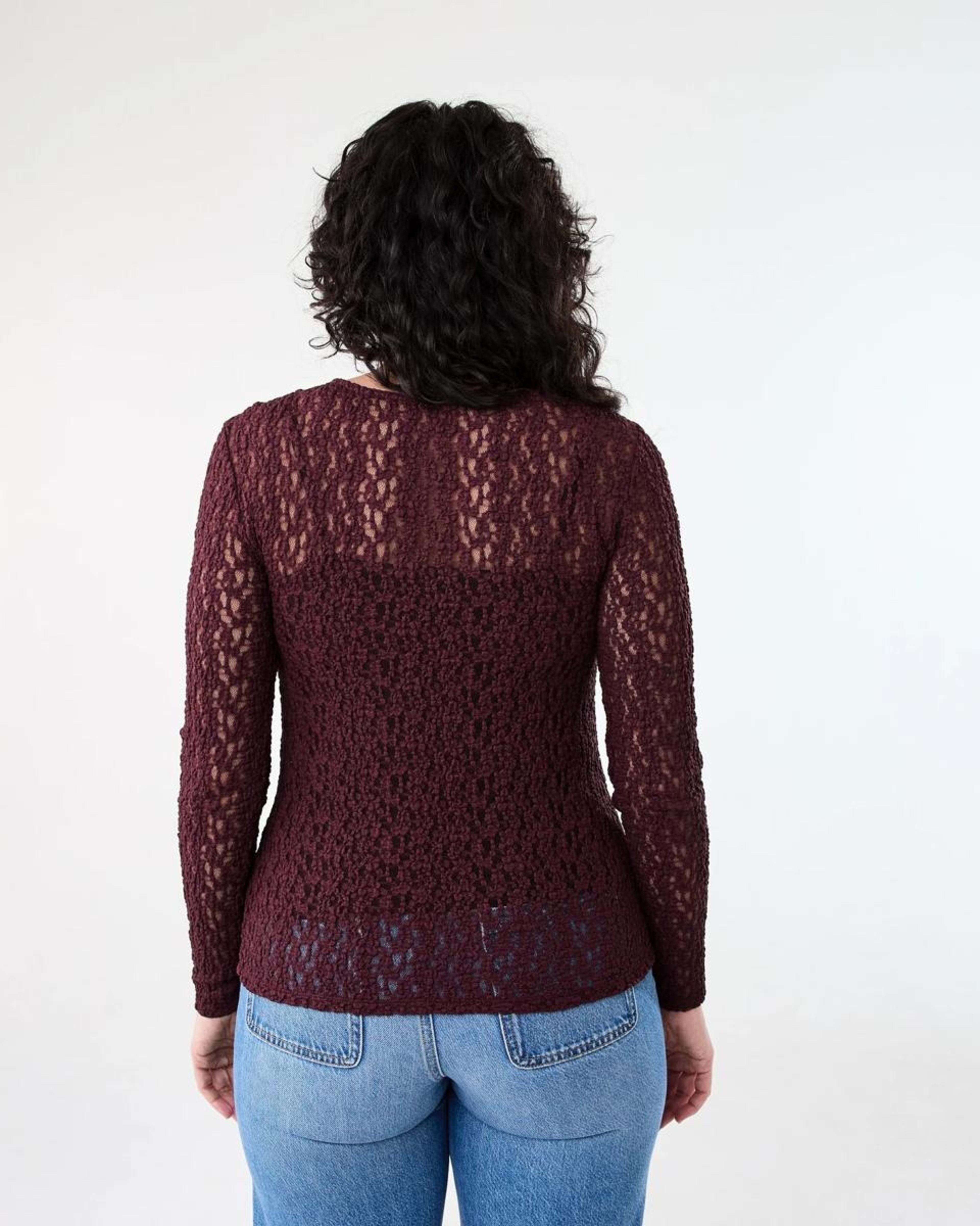 3 Long Sleeve Lace Top WARM MULBERRY, 3 of 5