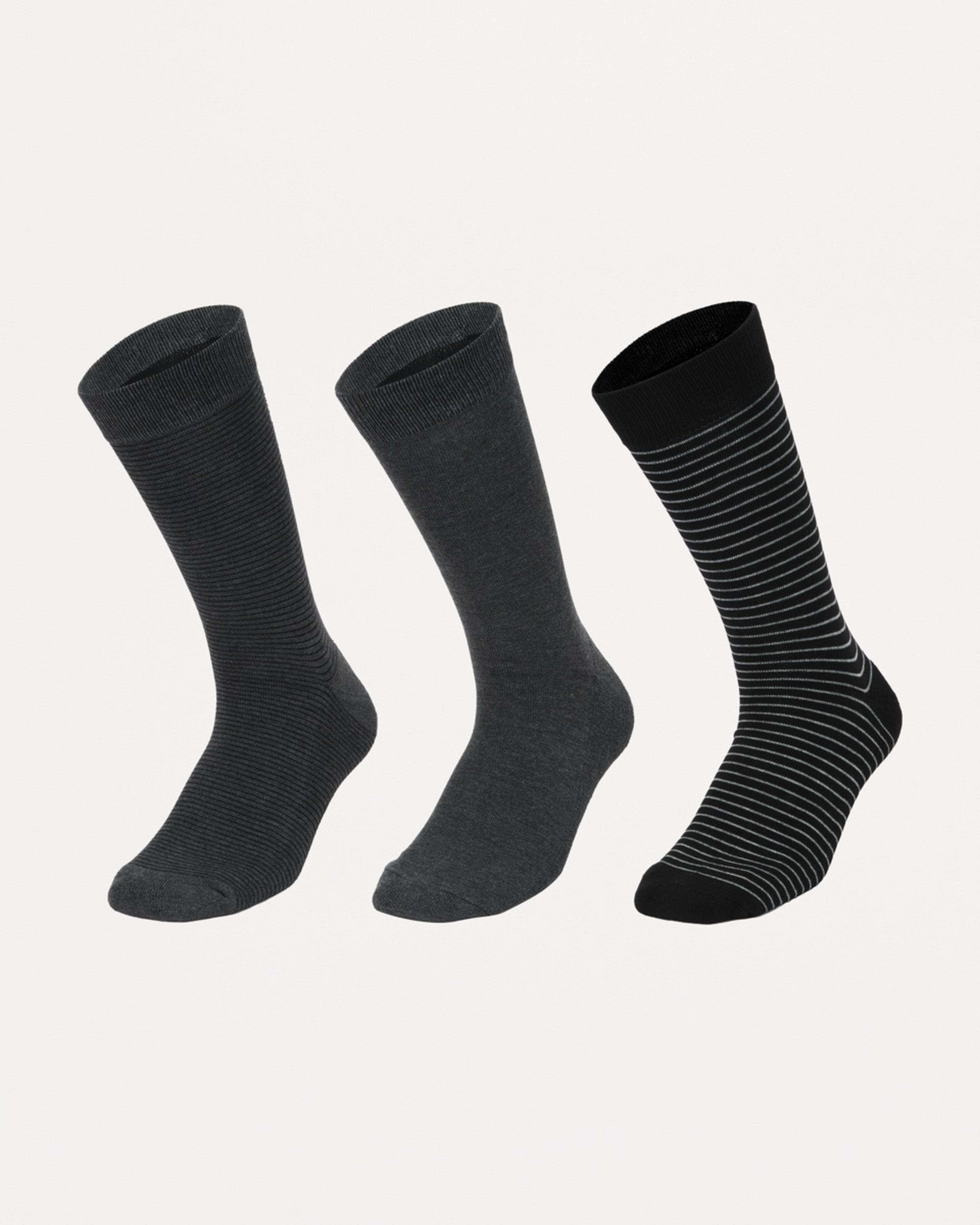 1 3 Pack Bamboo Rib Socks Gry Stripe