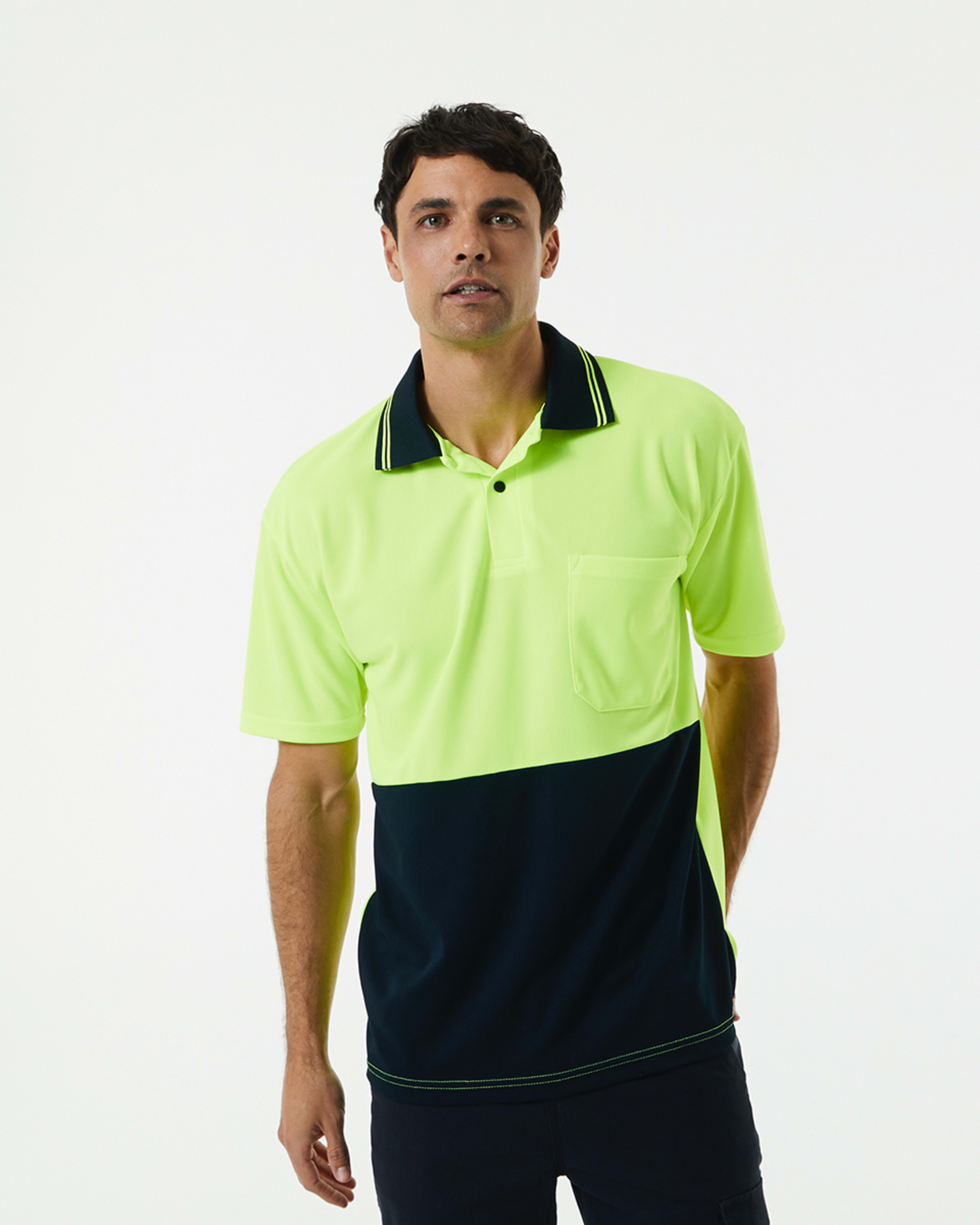 3 Workwear Hi-Visibility Short Sleeve Polo Shirt Yellow, 3 of 10