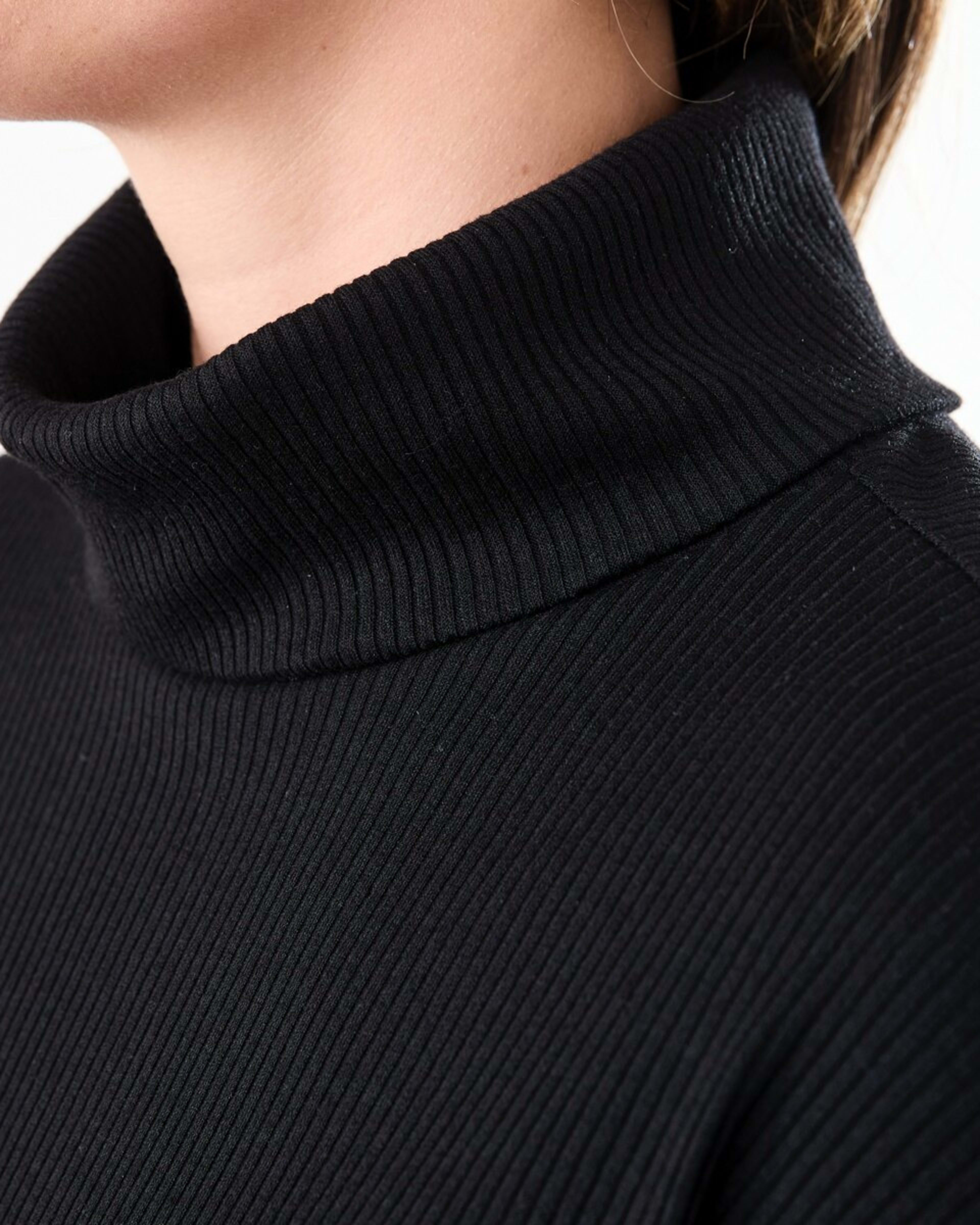 5 Long Sleeve Rib Turtleneck Top Black, 5 of 5