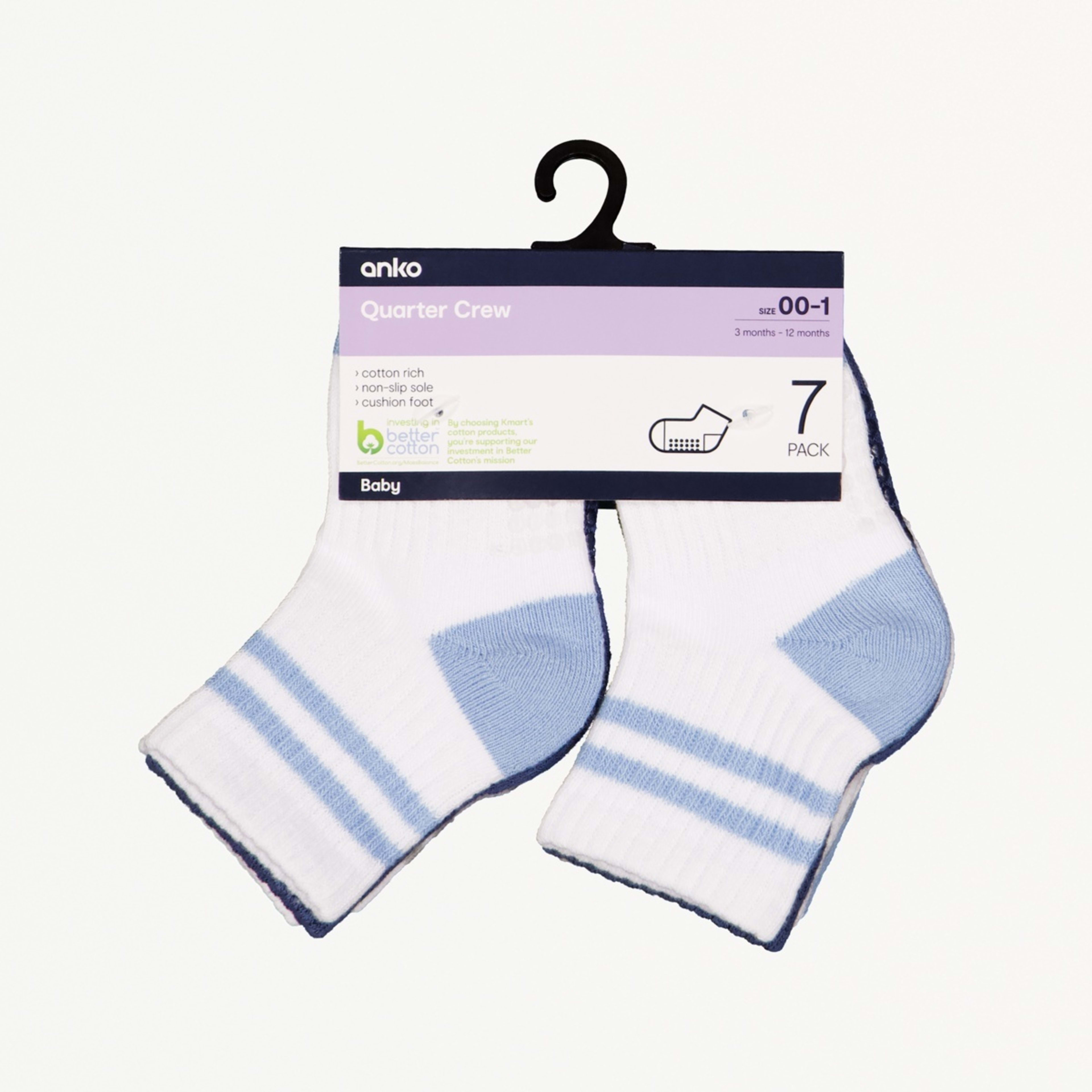 2 7 Pack Sports Quarter Crew Socks Sporty Blue, 2 of 2