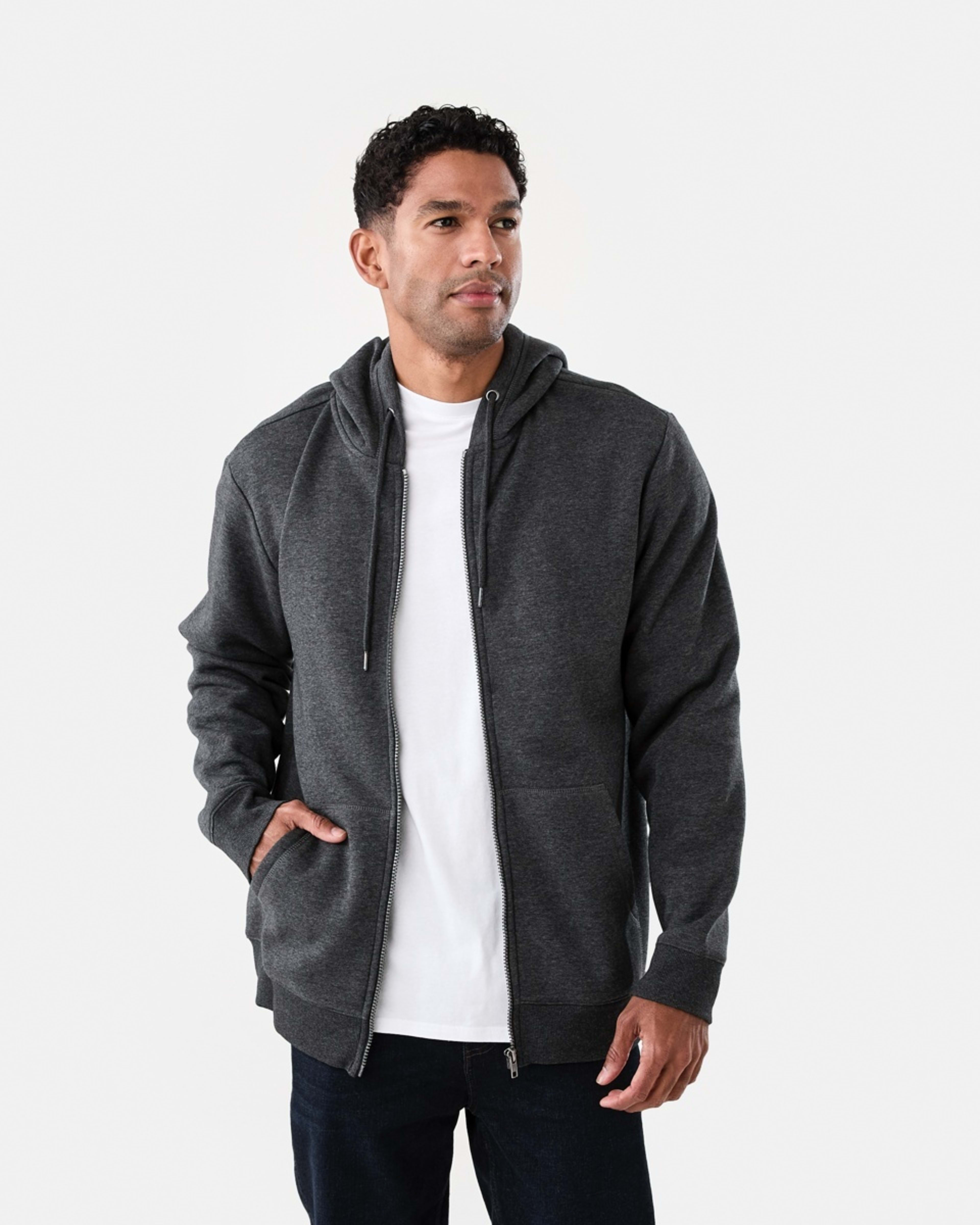 1 Comfort Zip Through Hoodie Charcoal Marle
