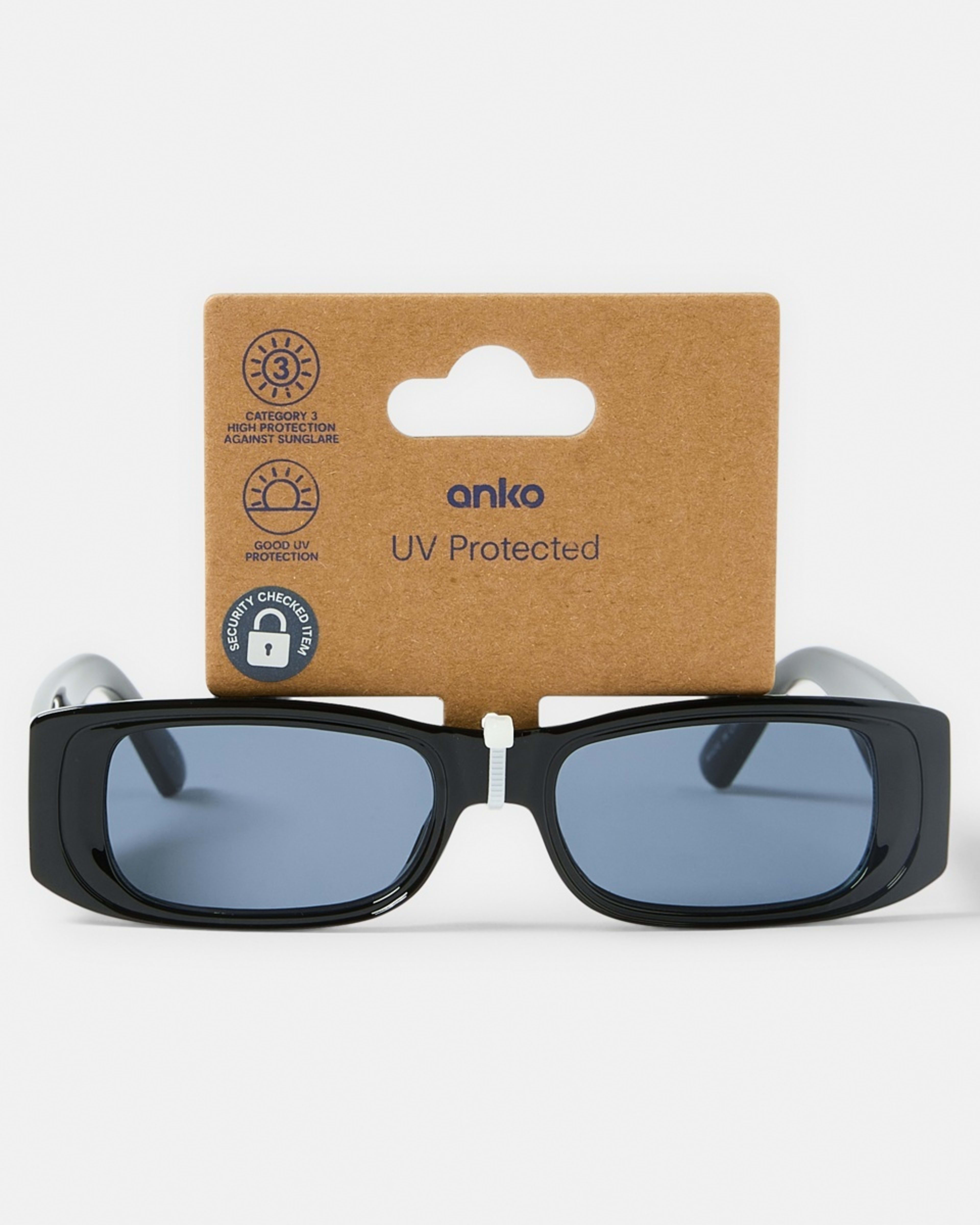 6 Classic Rectangular Sunglasses Black, 6 of 6
