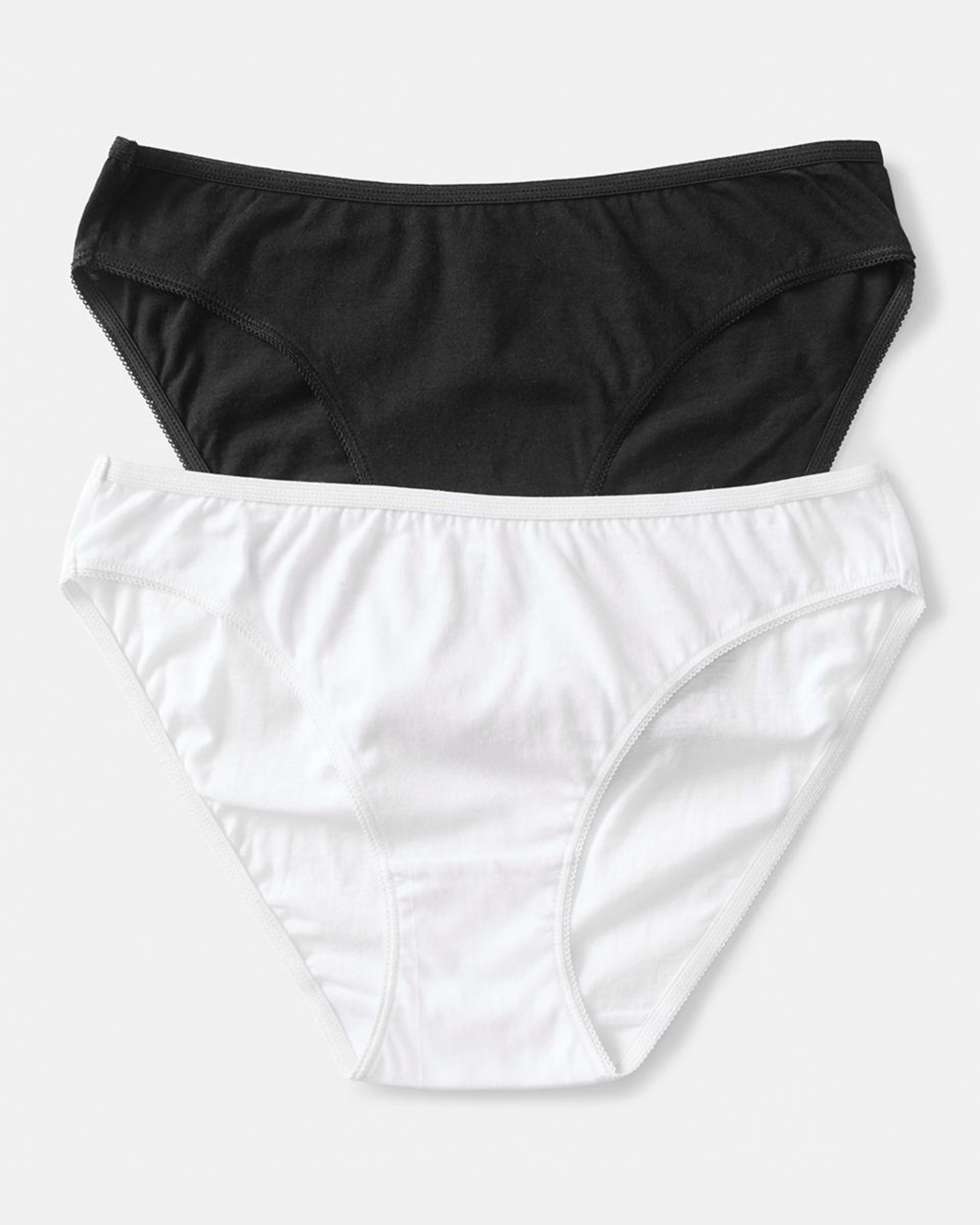 1 2 Pack Cotton Bikini Briefs Black Wht
