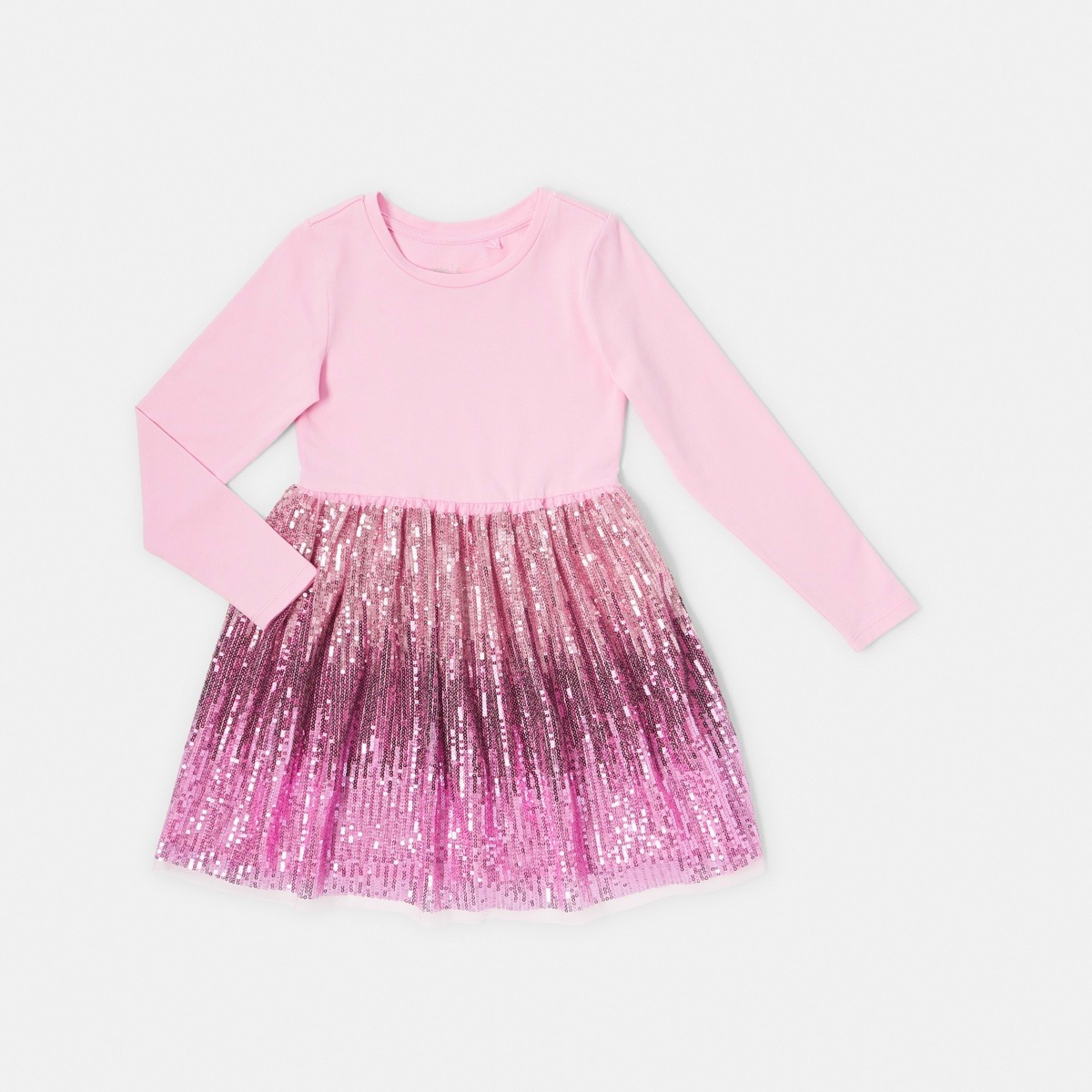 9 Long Sleeve Sequin Tutu Dress Sequin Prismatic Pink, 9 of 10