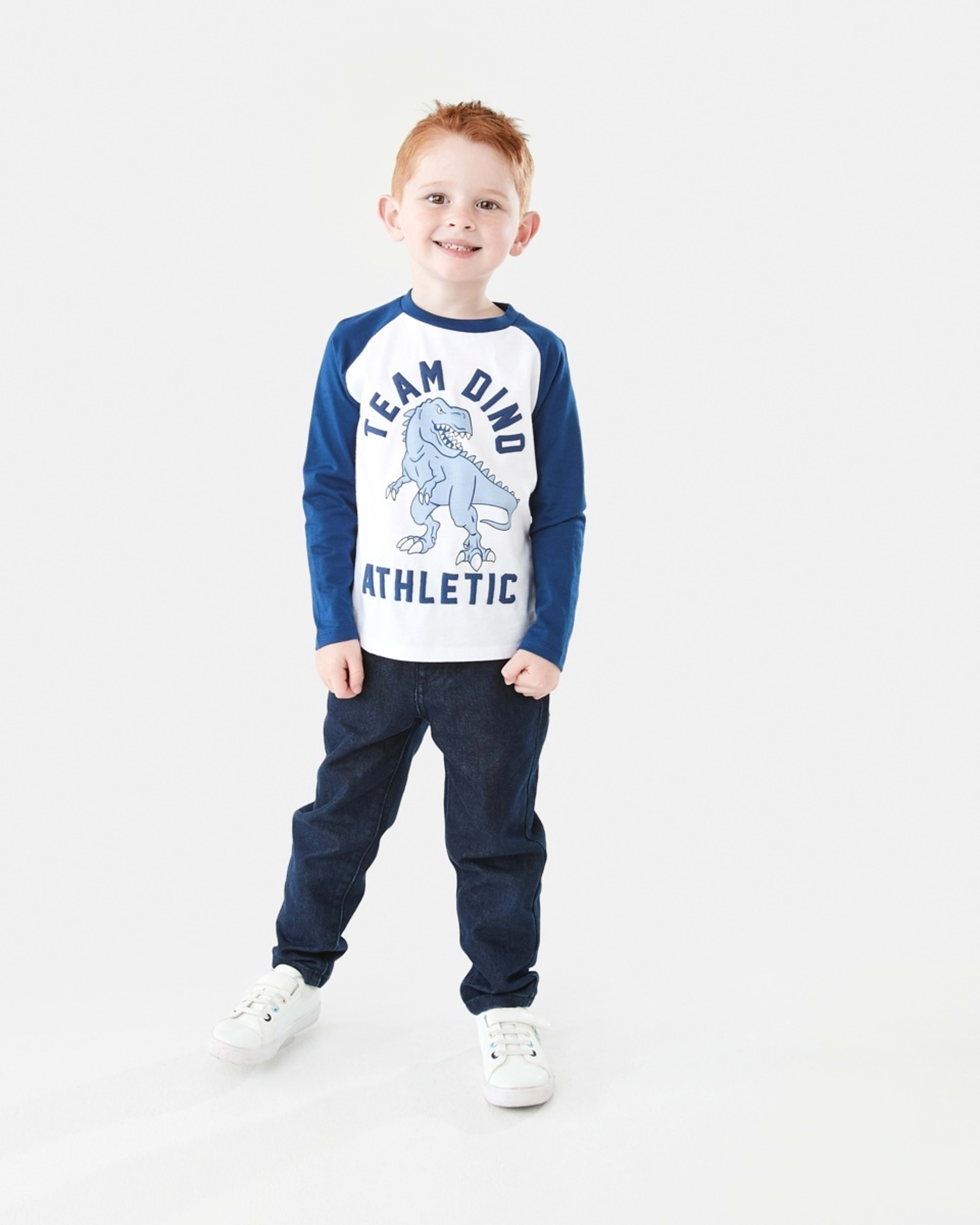 6 Printed Raglan Long Sleeve T-shirt Team Dino Puff White, 6 of 9