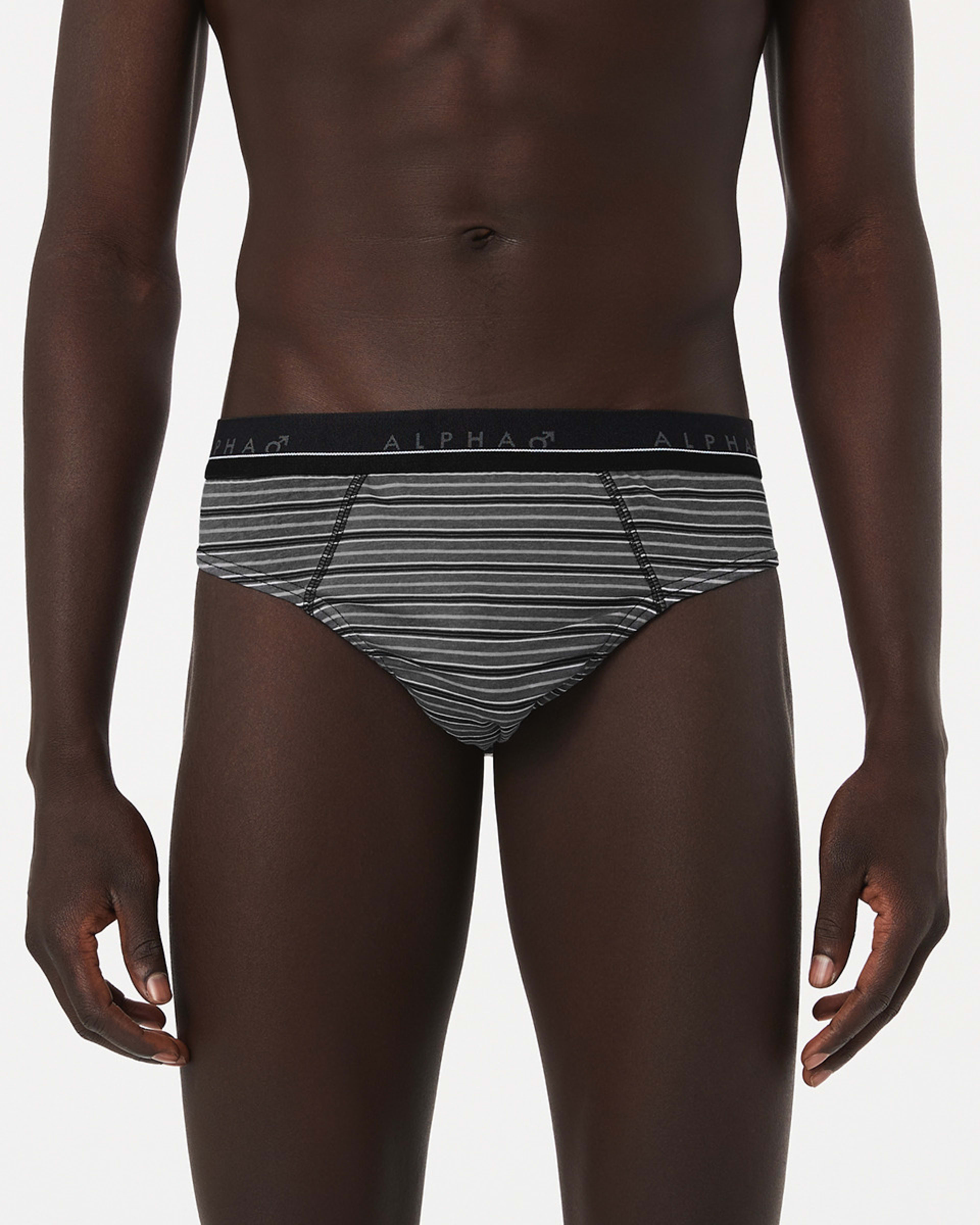 5 5 Pack Alpha Attached Elastic Hipster Briefs Blkgrystrp, 5 of 10