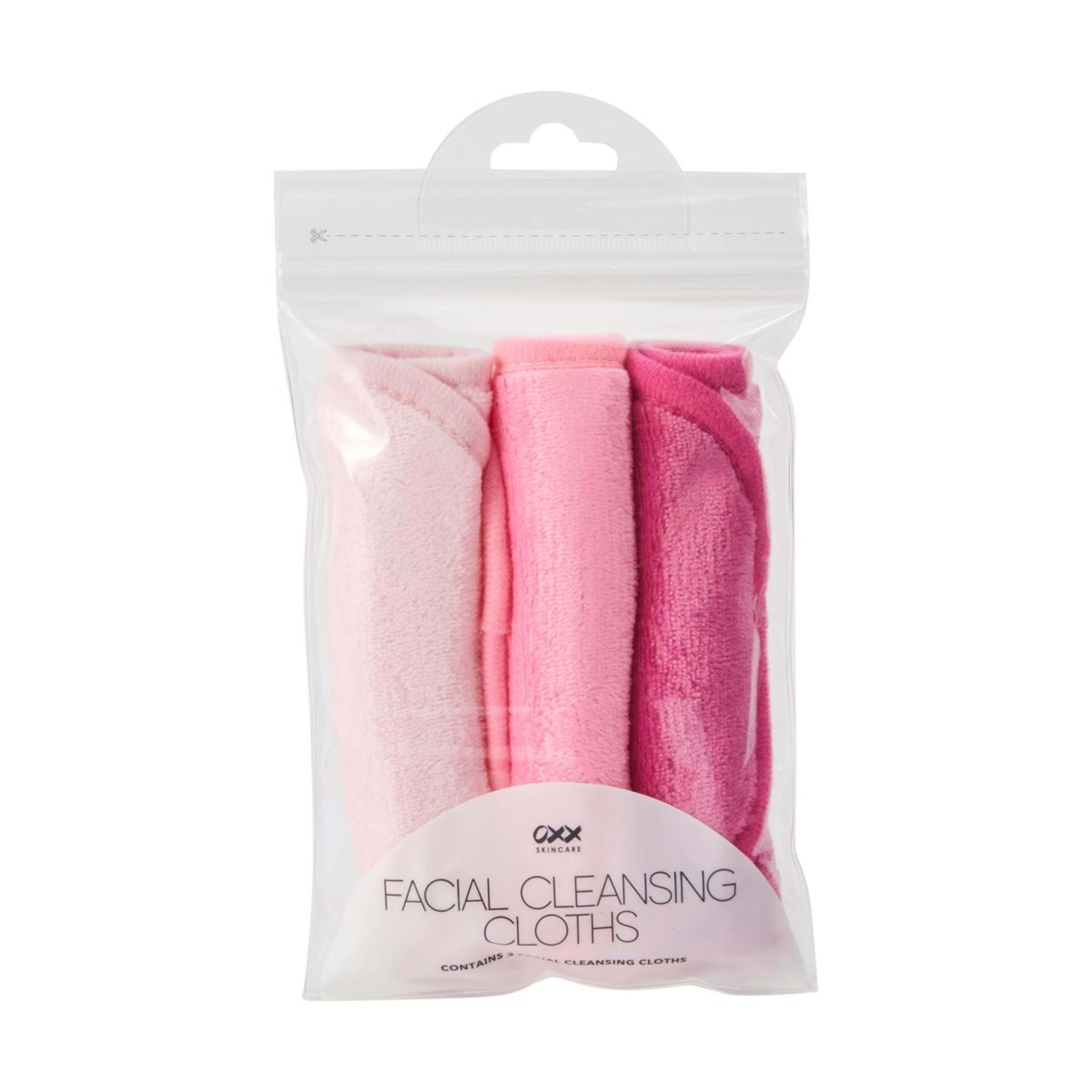 1 OXX Skincare 3 Pack Facial Cleansing Cloths - Bright Pink, Rose Red and Light Pink