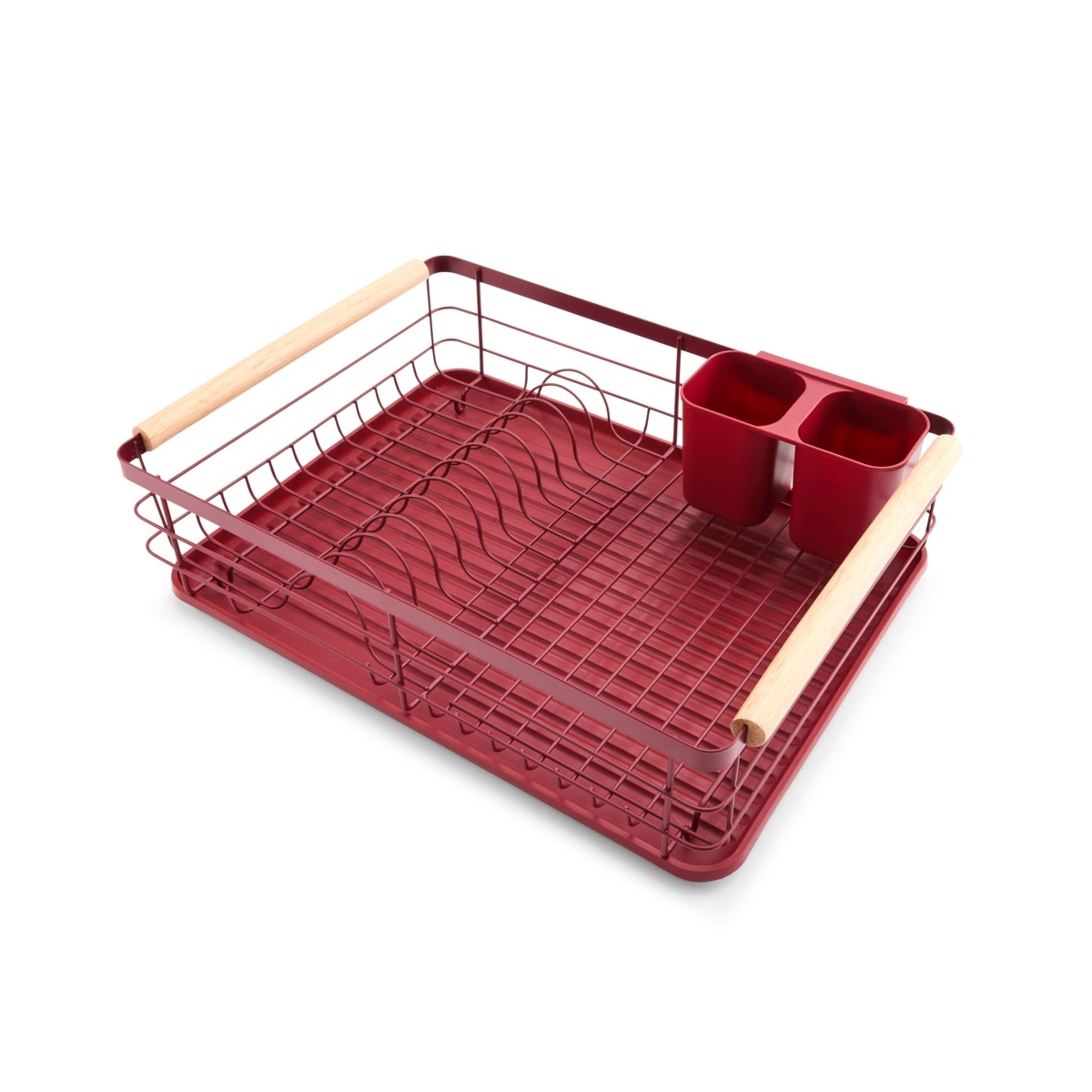 3 Red Wooden Handle Dish Rack, 3 of 10