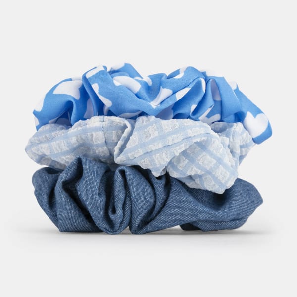 3 Pack Hair Scrunchies - Blue - Kmart