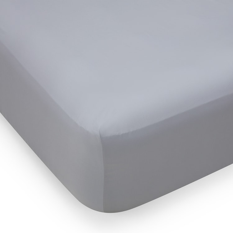 400 Thread Count Cotton Sateen Fitted Sheet Queen Bed, Silver Kmart