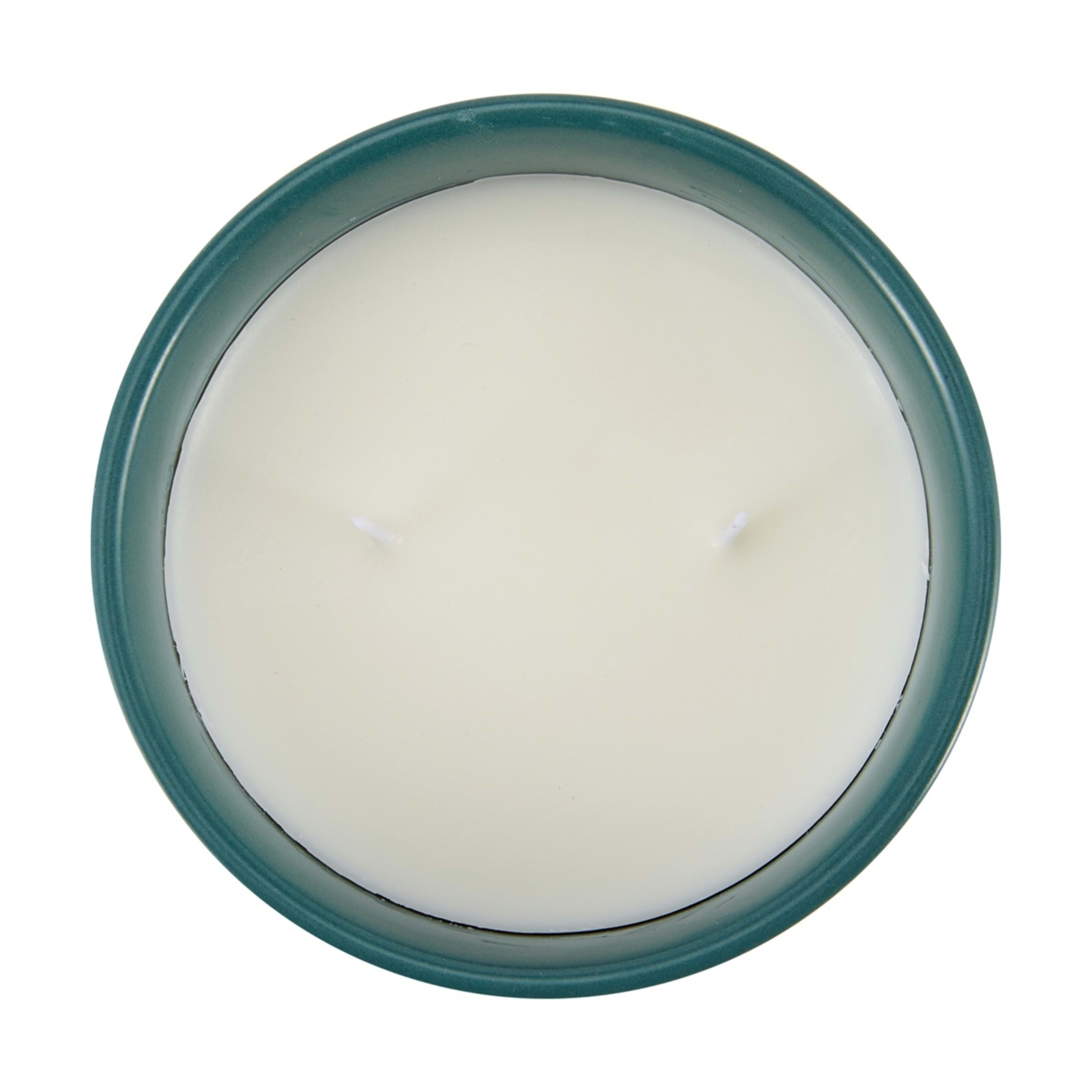 4 Violet and Jasmine Green Check Ceramic Candle, 4 of 5