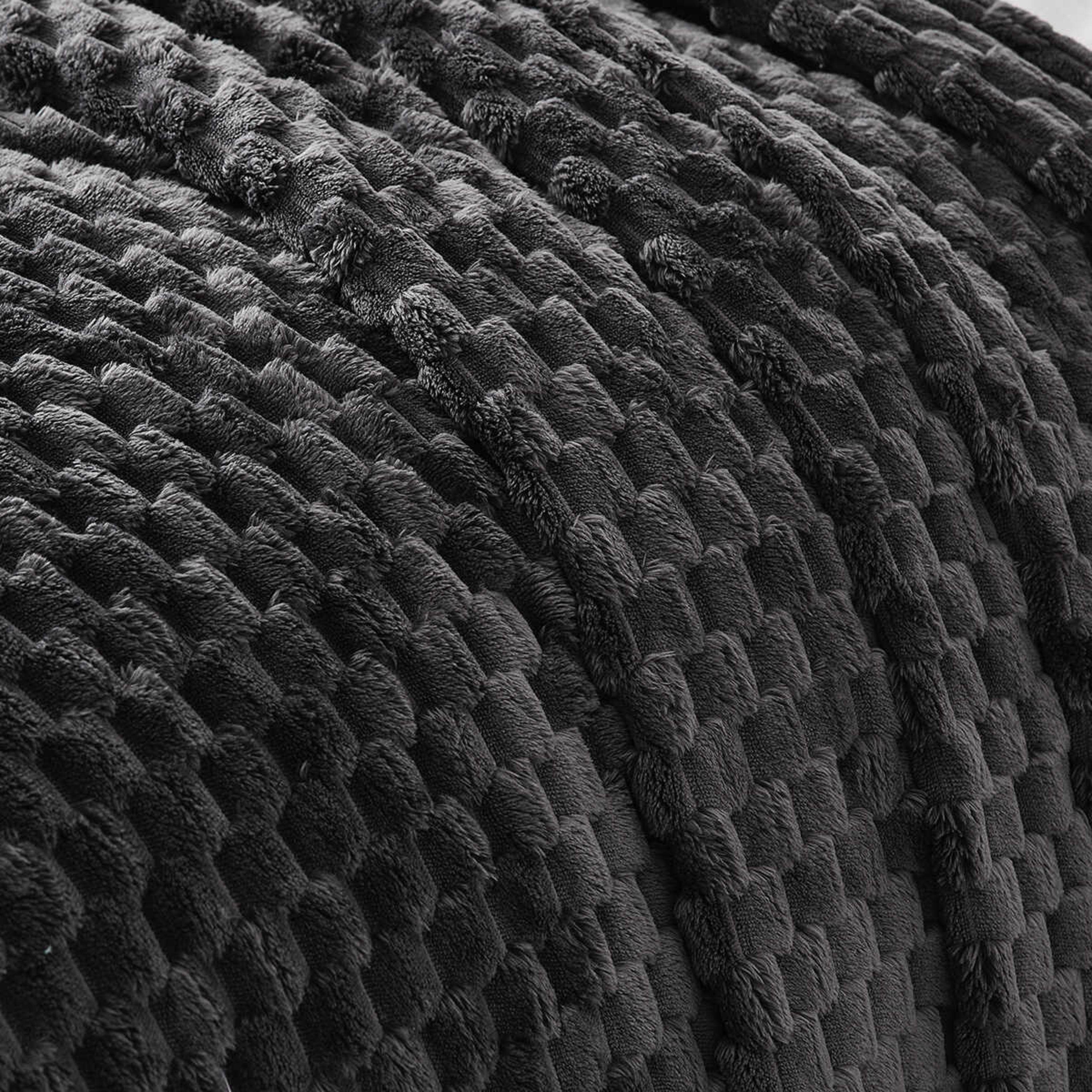4 Soft Jacquard Blanket - Double/Queen Bed, Charcoal, 4 of 6